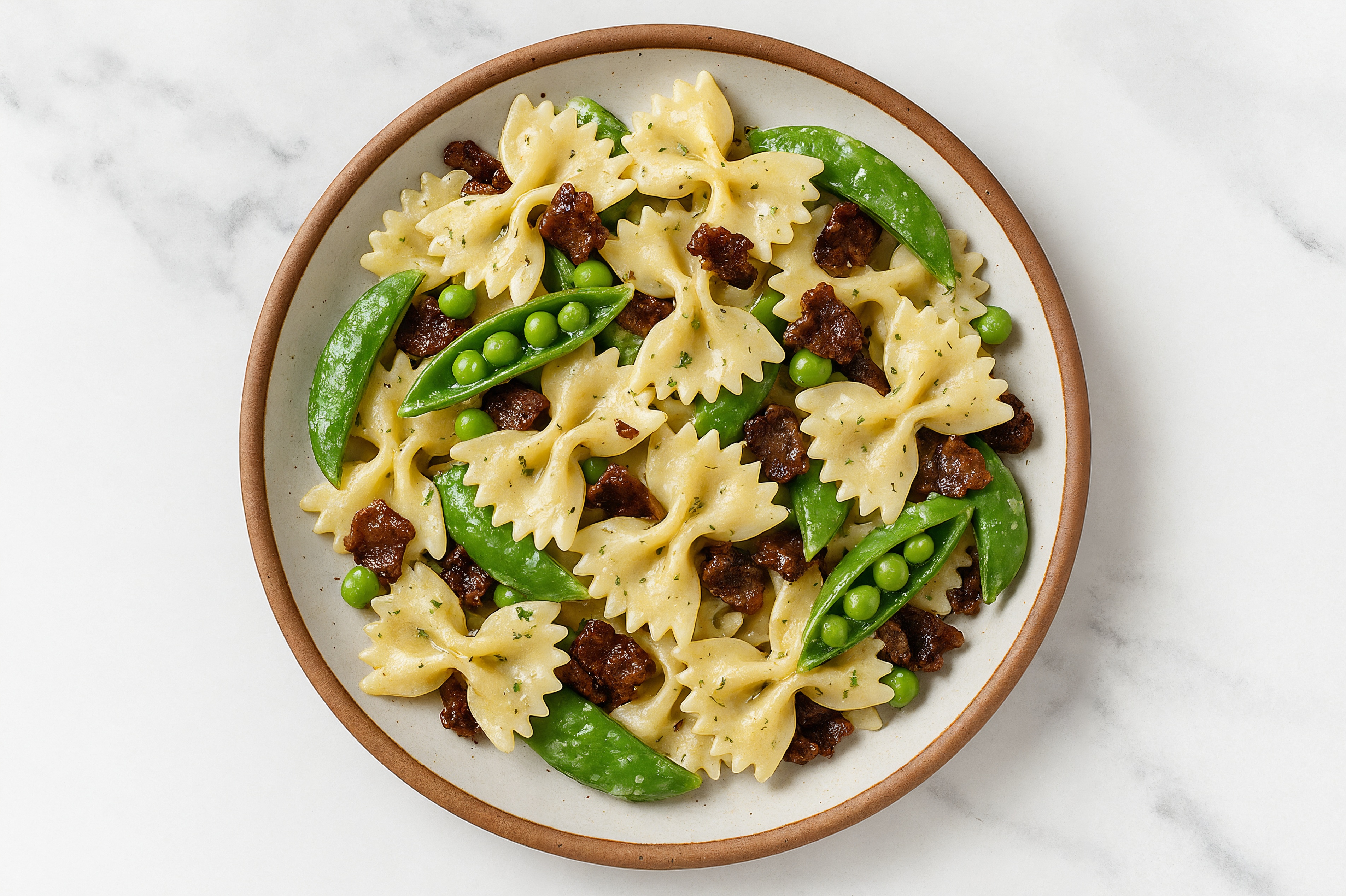 Farfalle Pasta Herb Cream with MyBacon + Snap Peas