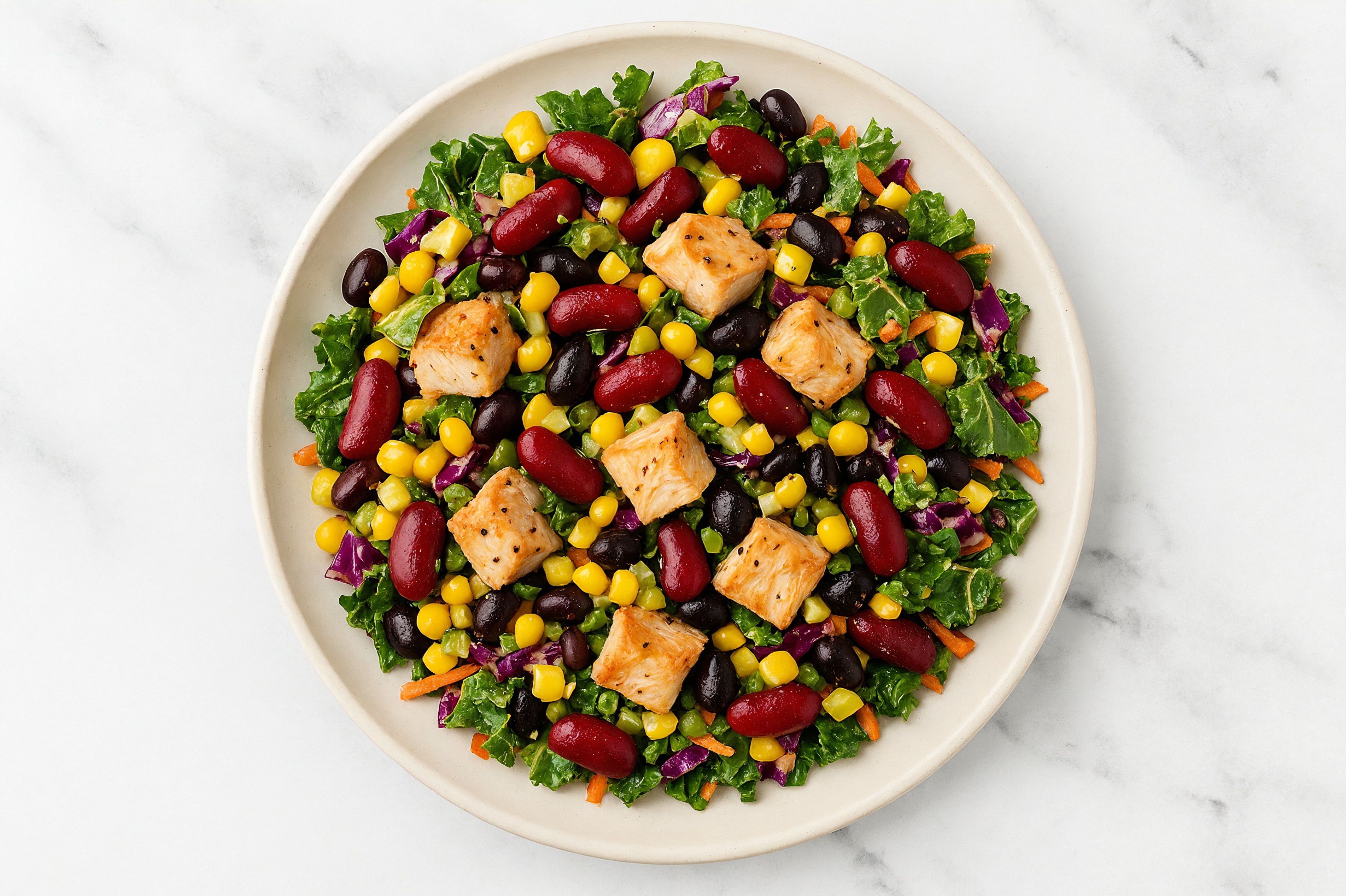 Buffalo Ranch Kale Salad with Garlic Turkey & Black Beans