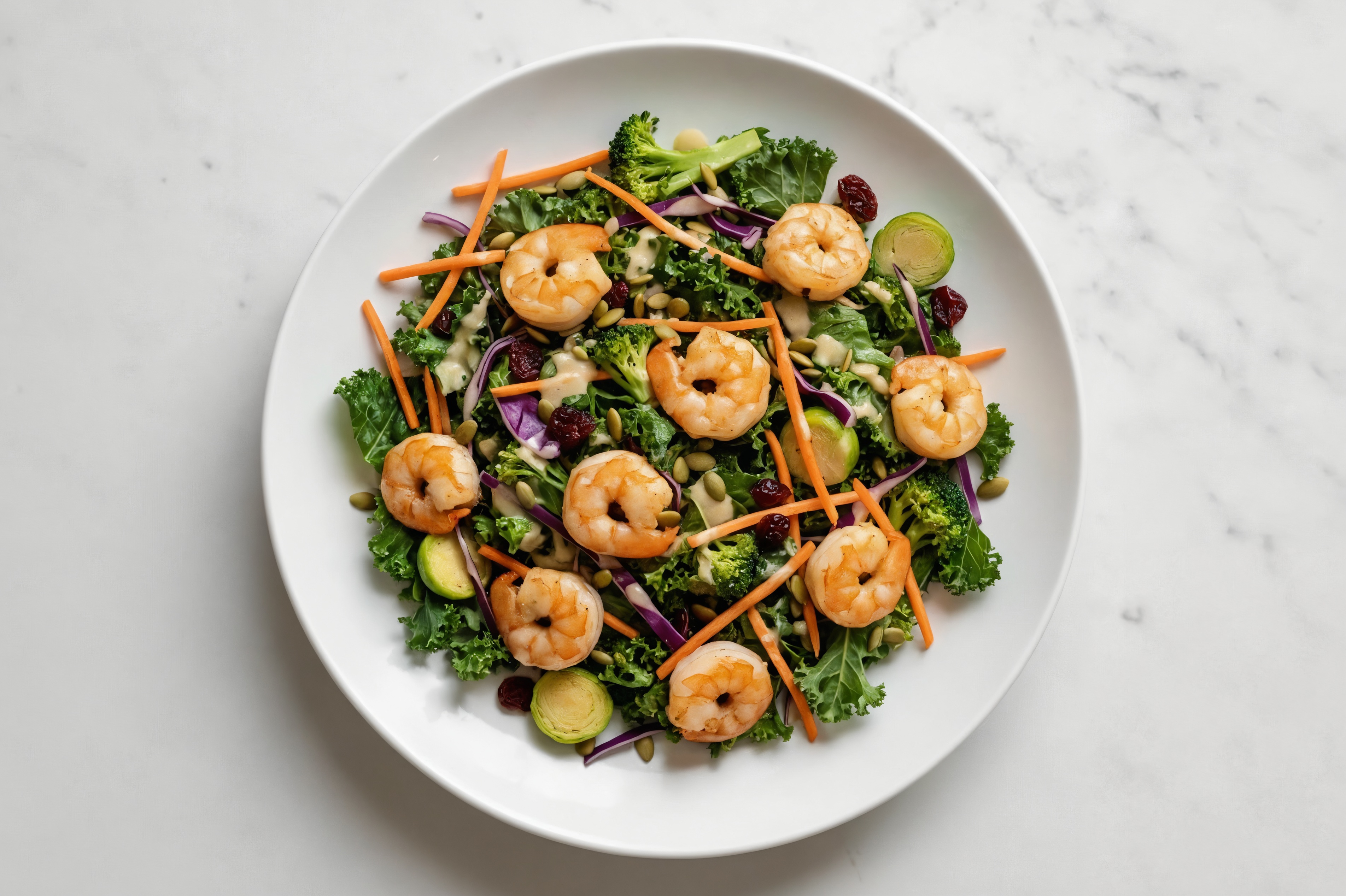 Seared Shrimp Sweet Kale Salad