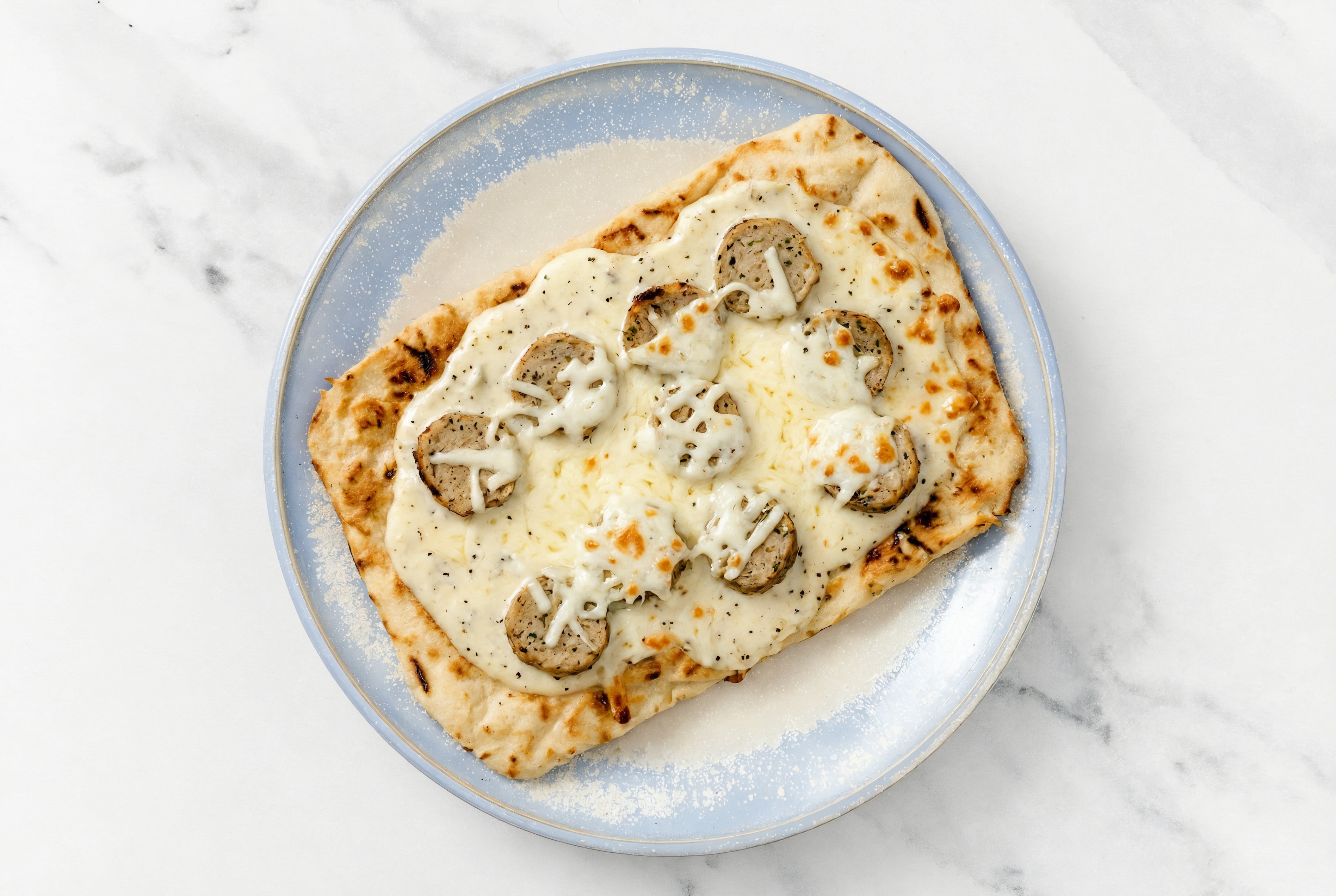 Cheesy Meatball Pizza with Cooked + Seasoned Turkey Meatballs