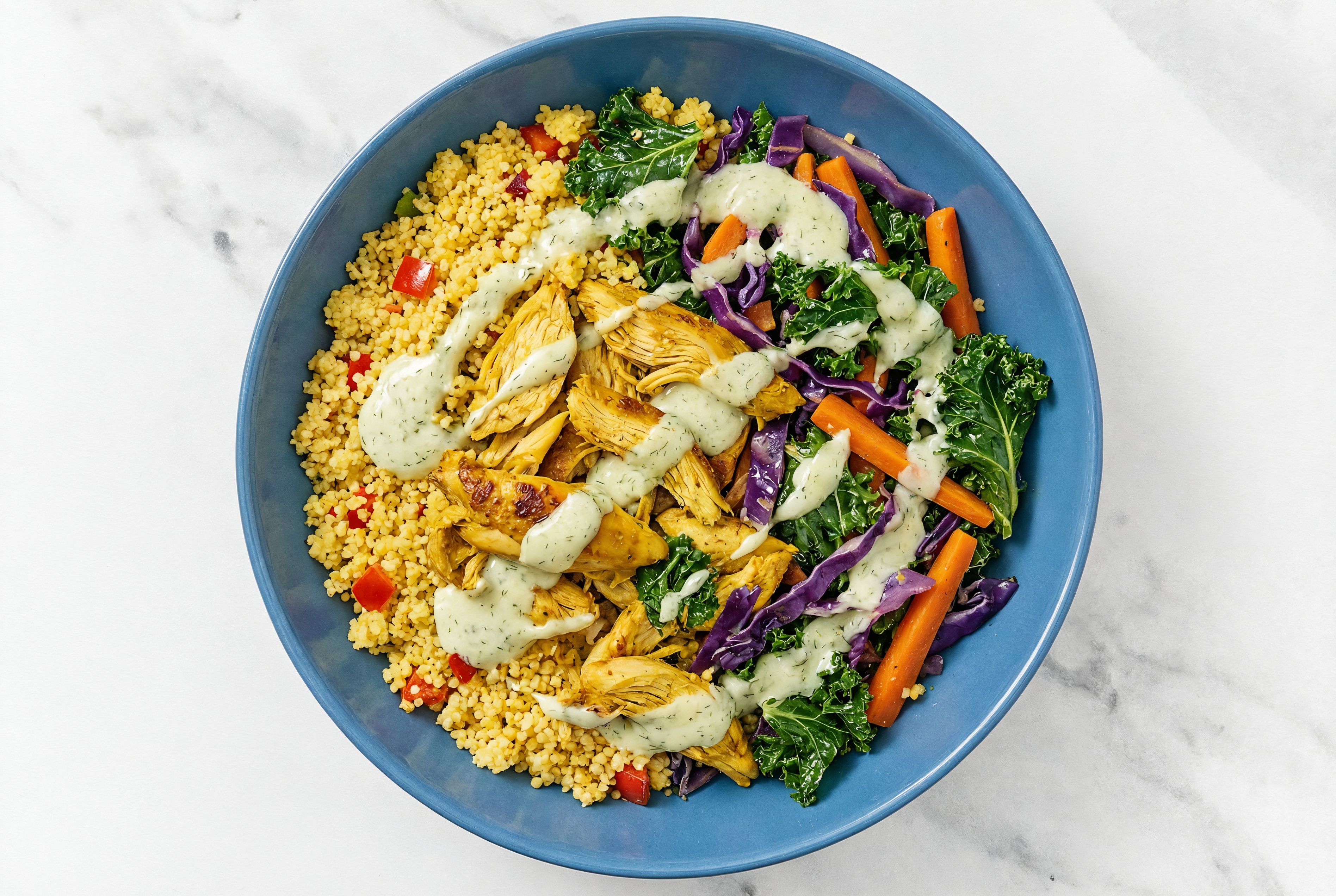  Shawarma-Style Chicken Thighs + Couscous Rainbow Bowl