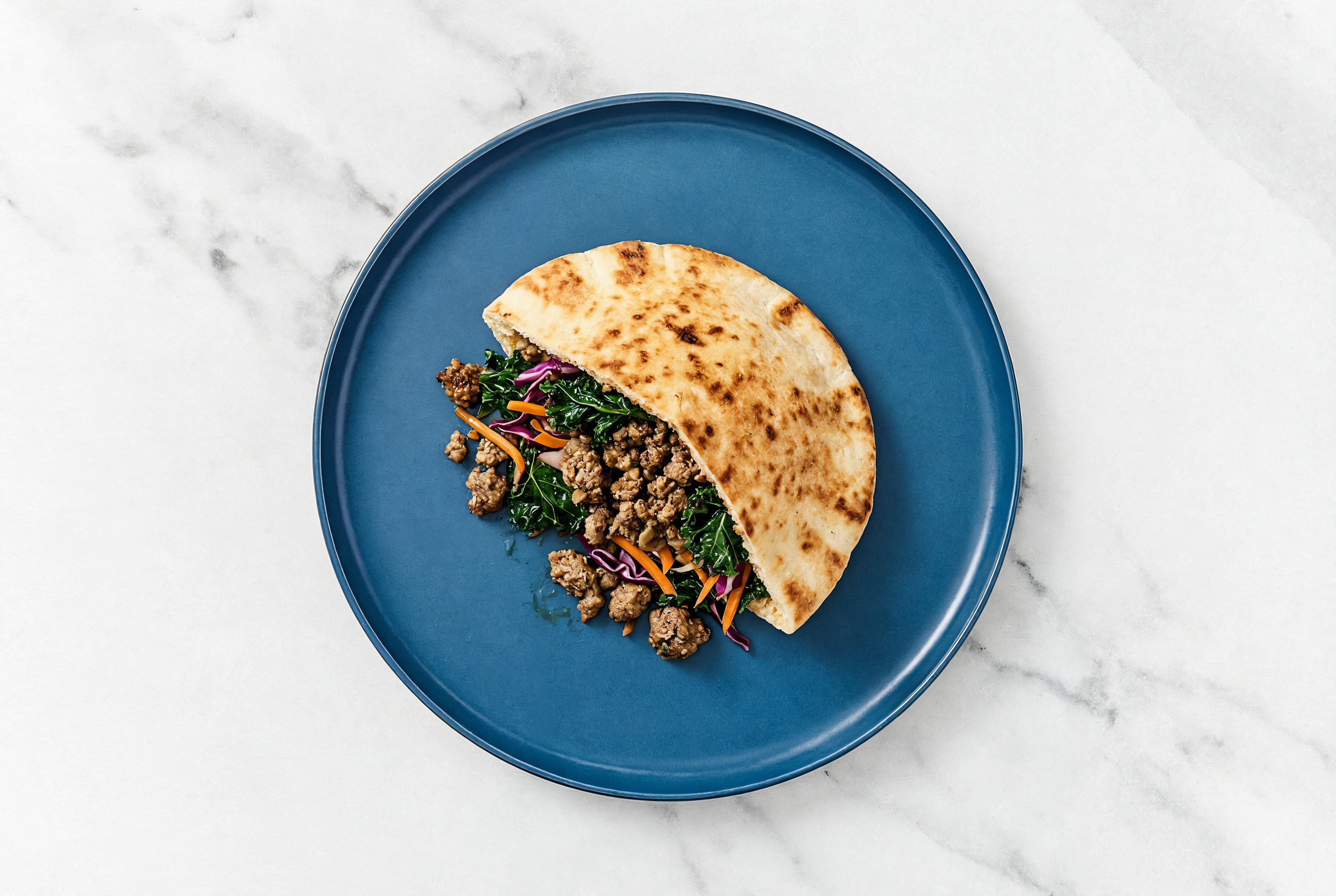 Garlicky Ground Wagyu Beef Traditional Pita Pocket
