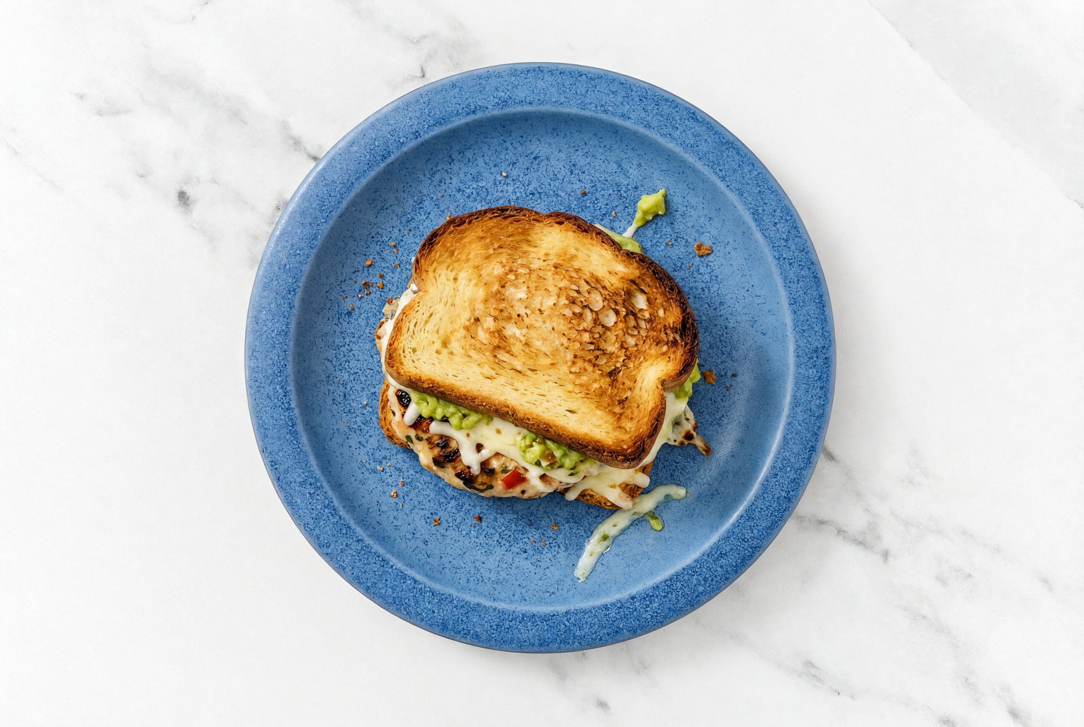 "Mozzarella" Chicken Burger on GF Bread with Guacamole