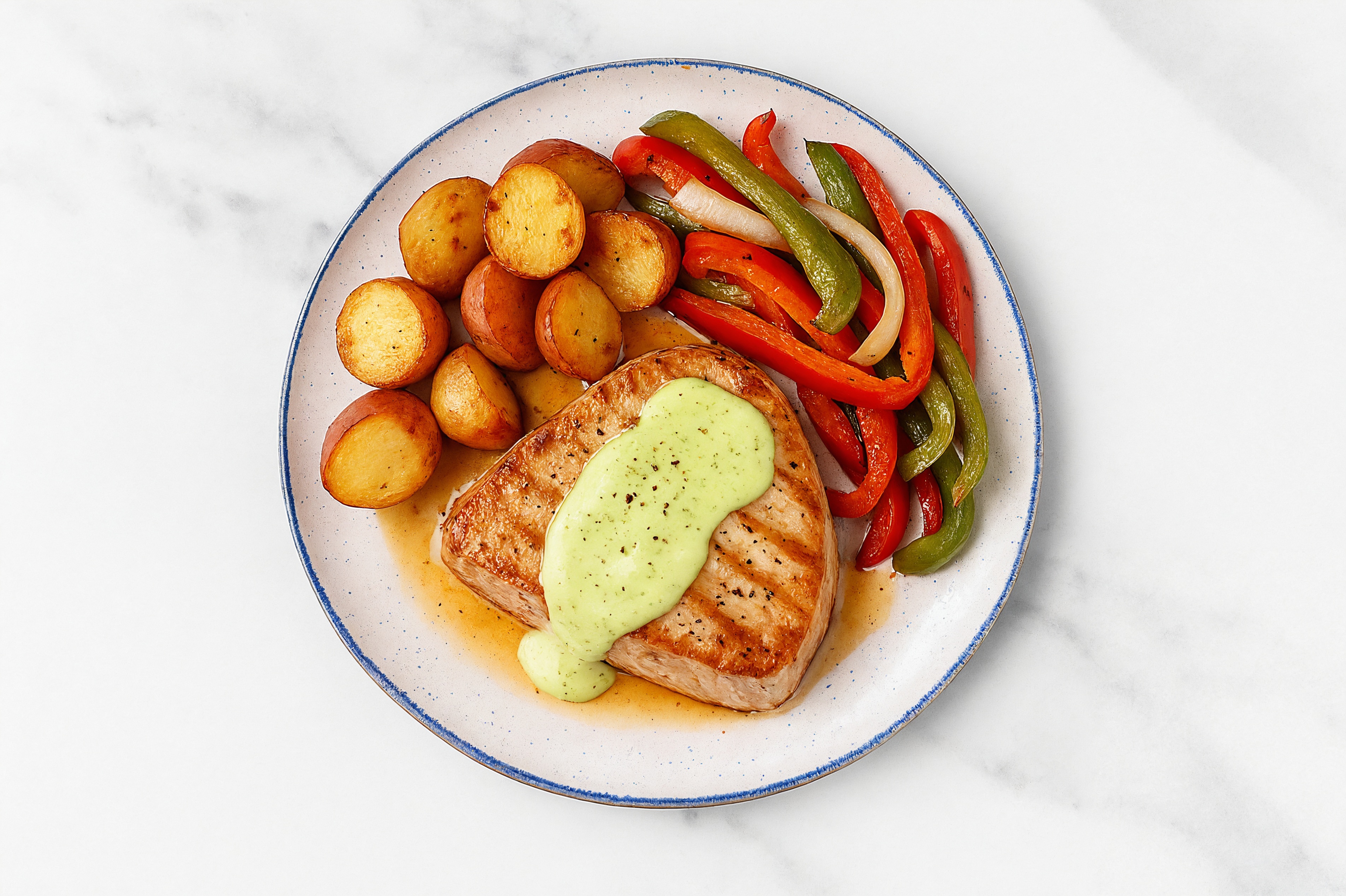 Sheet Pan Green Goddess-Tuna with Potatoes & Peppers