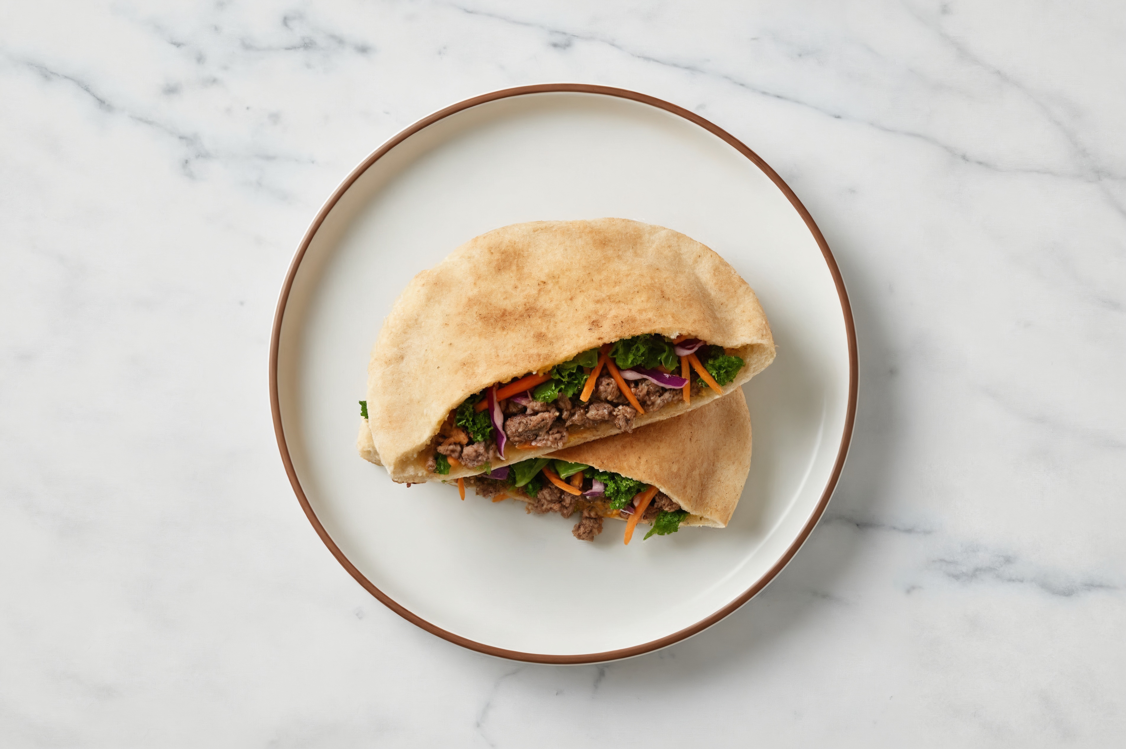 Garlicky Ground Wagyu Beef Whole Grain Pita Pockets Pocket