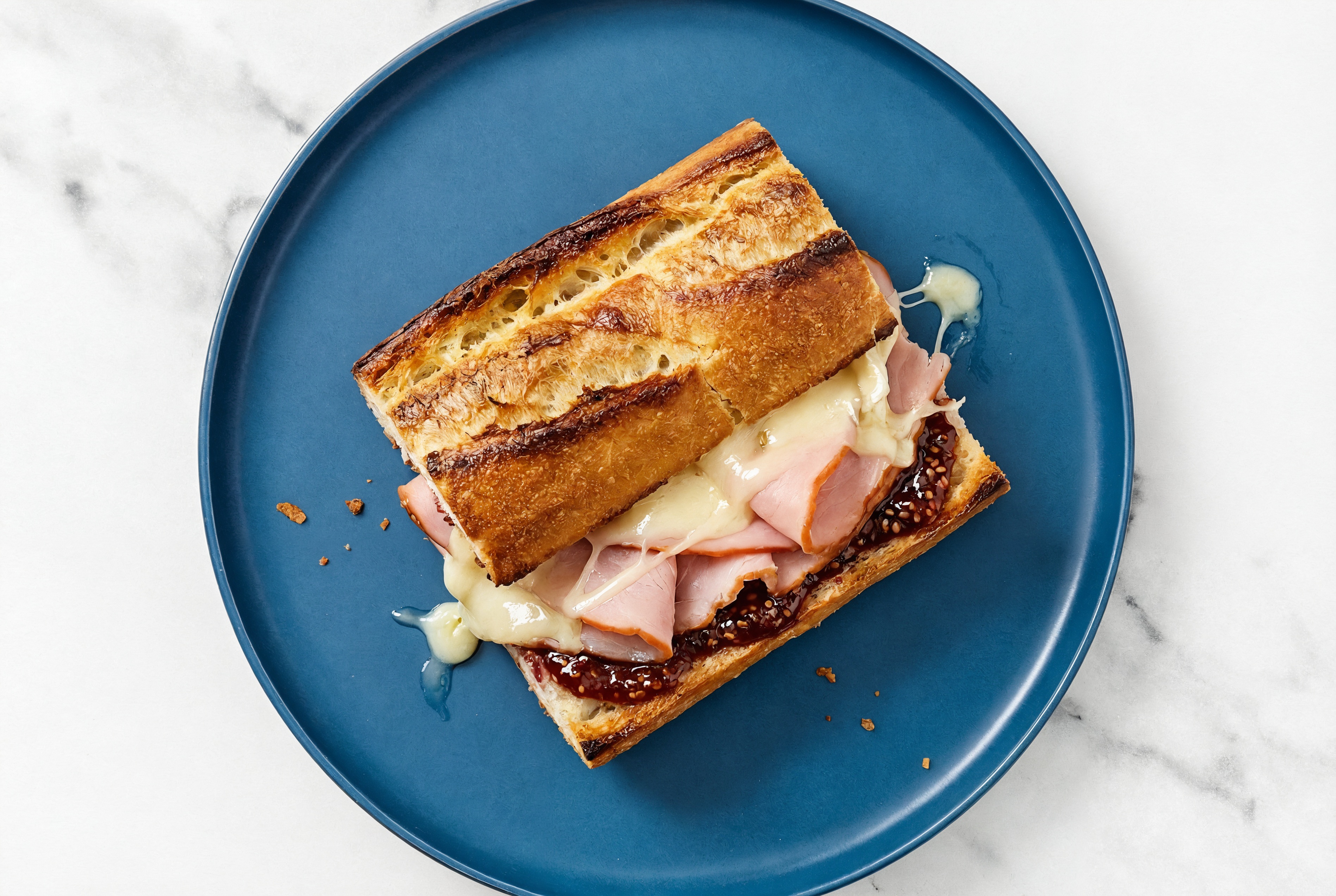 Ham, Brie + Strawberry Jam Tartine