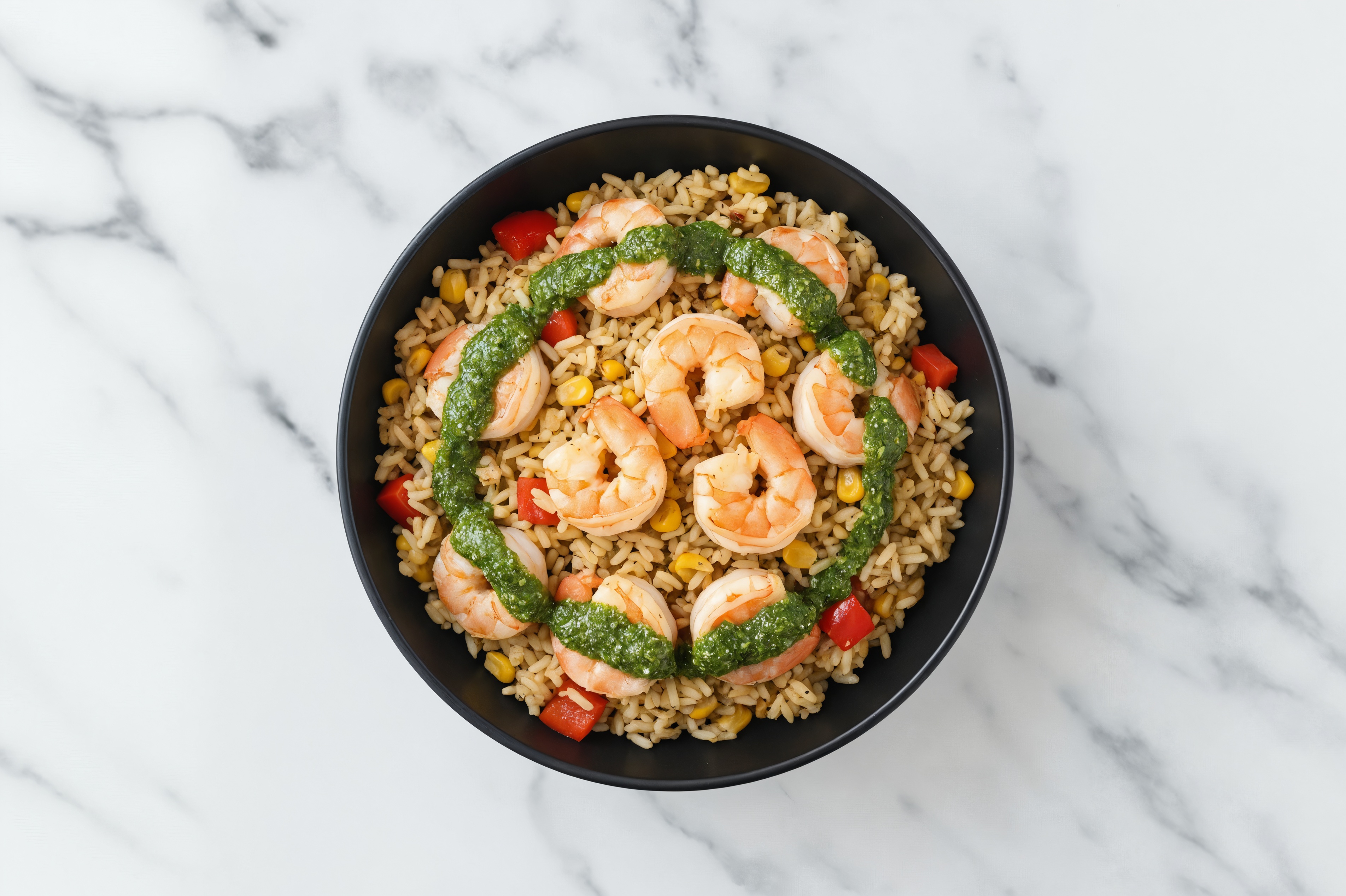 Chimichurri Jumbo Shrimp + Mexican Organic Red Pepper Rice Bowl