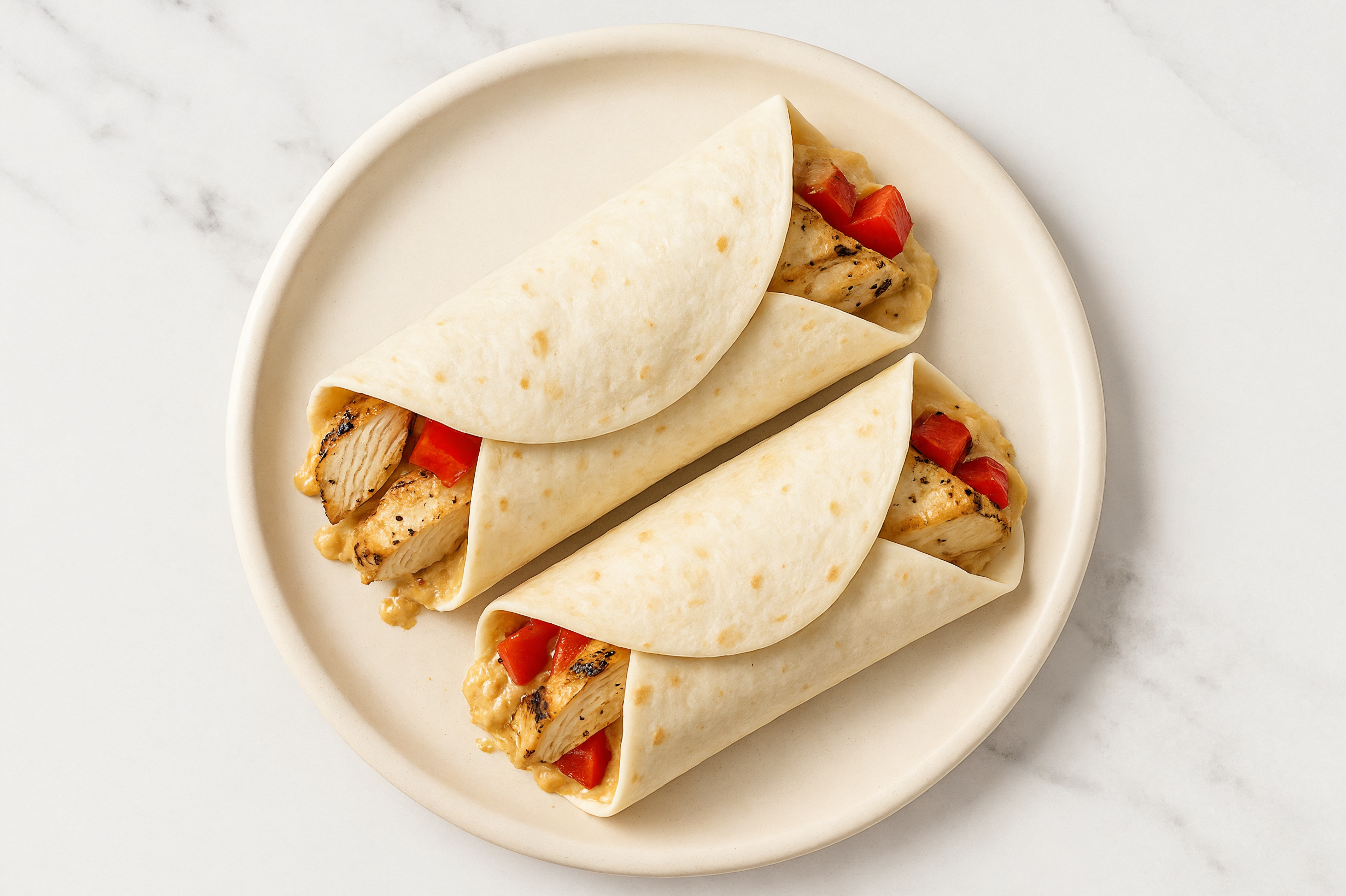 Herby Lemony Seasoned Grilled Chicken Breast French Onion Hummus Protein Wrap