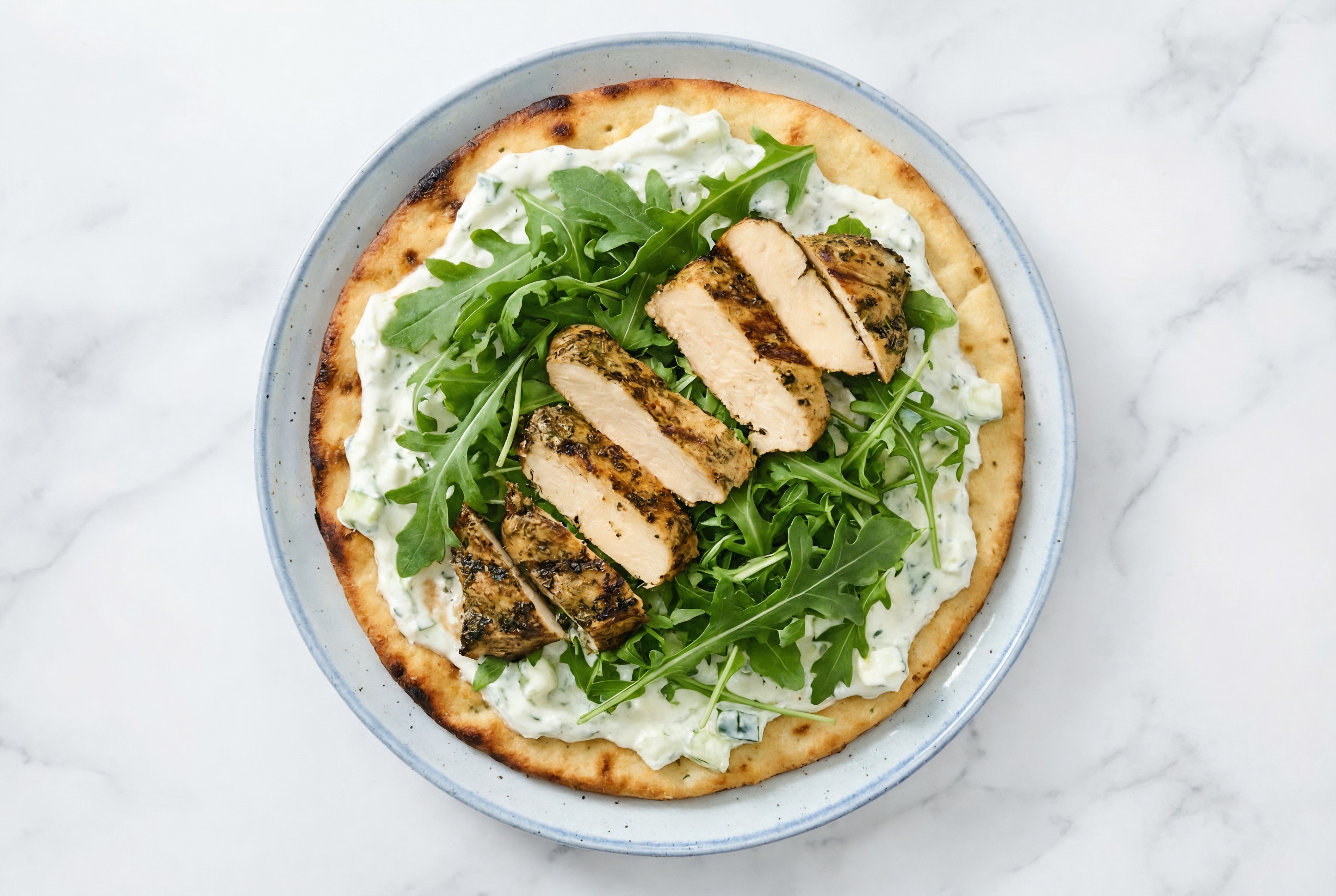 Hearty Mediterranean Grilled Breast Inspired Chicken Flatbread