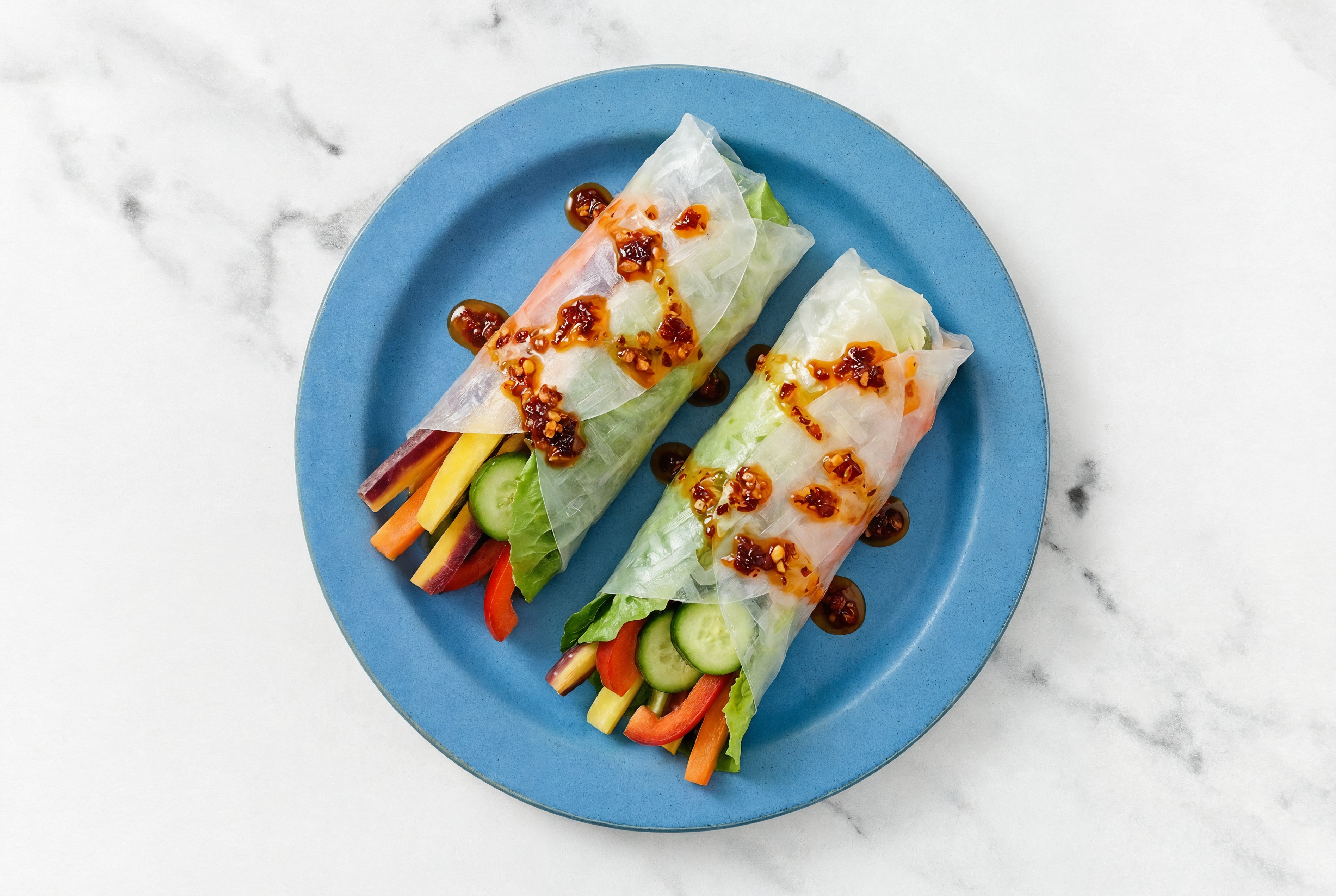Chili Crisp Veggie Summer Rolls with Red Bell Pepper