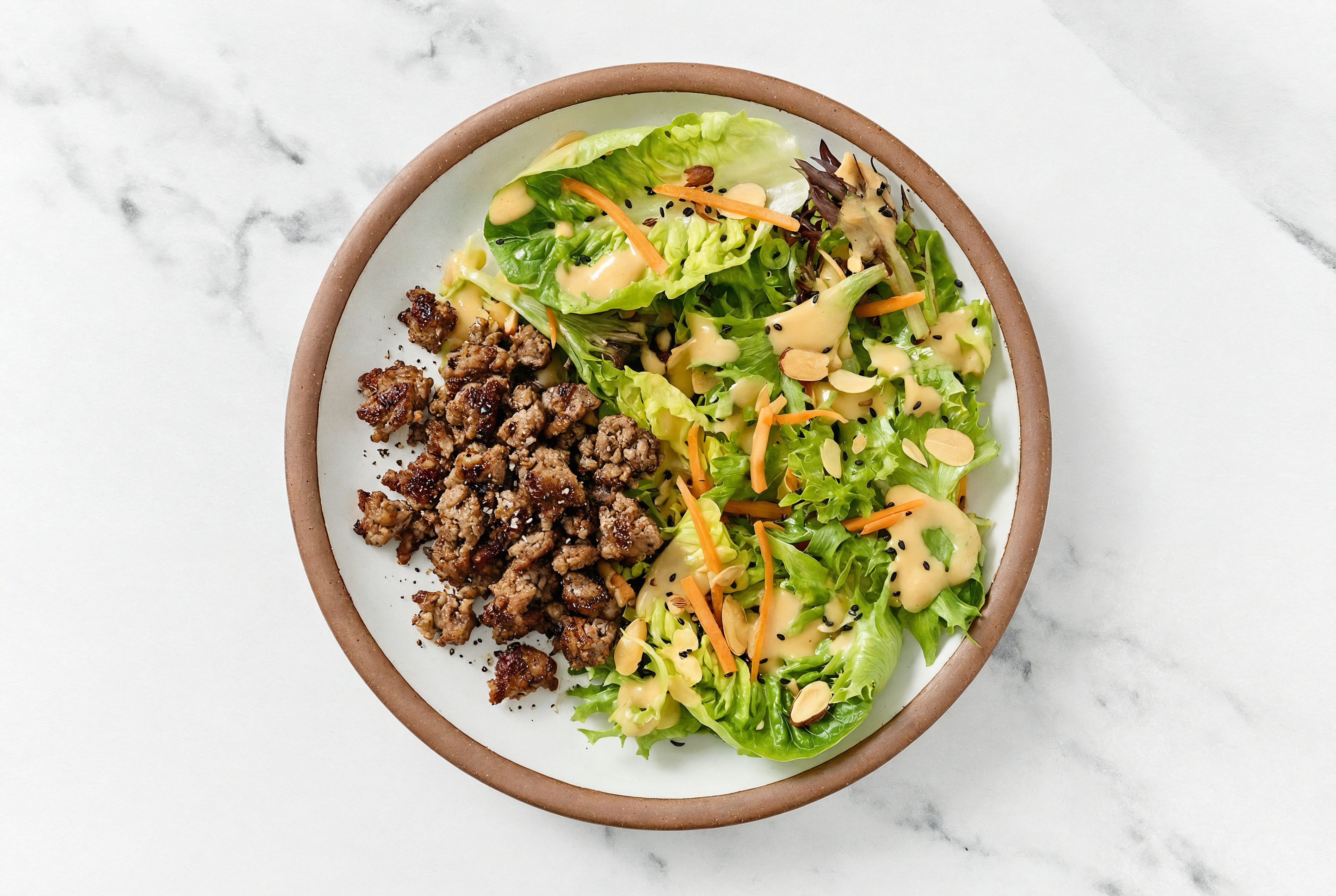 Little Gem Salad with Ground Beef