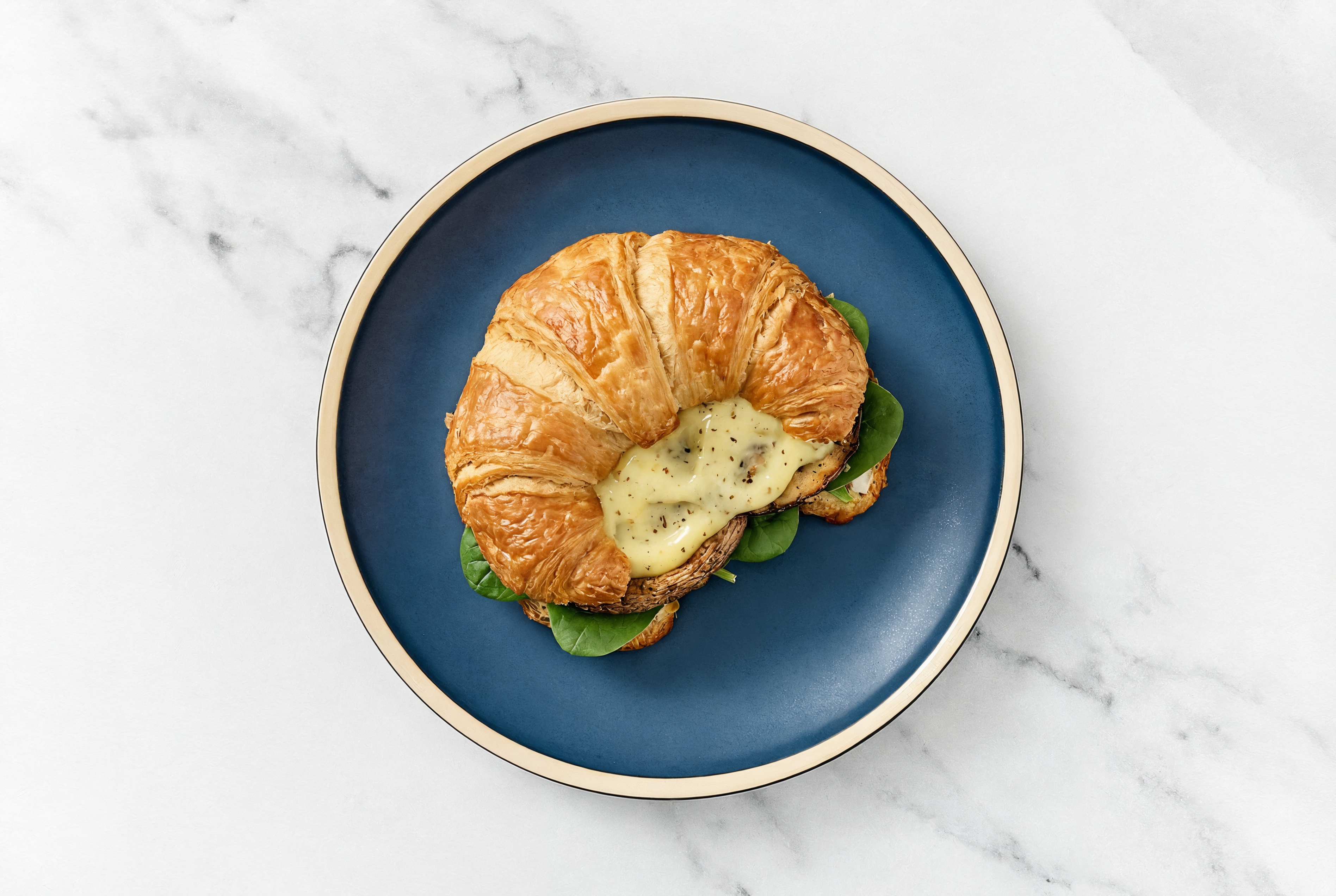 Portabella Mushroom on Croissant with Honey Mustard Sauce + Spinach