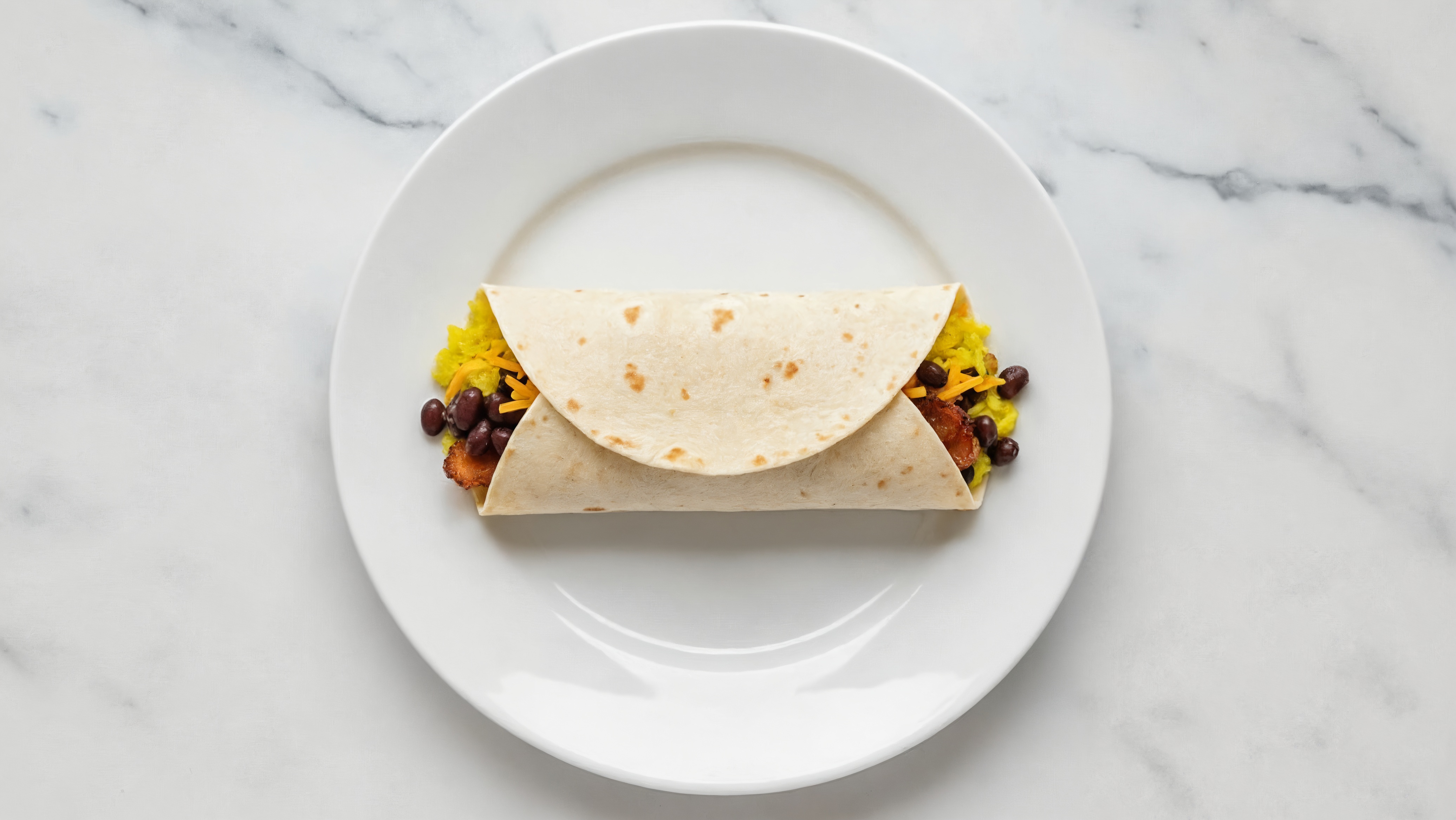 Cheesy Bean + MyBacon Burrito with Chicken & Herb Rice