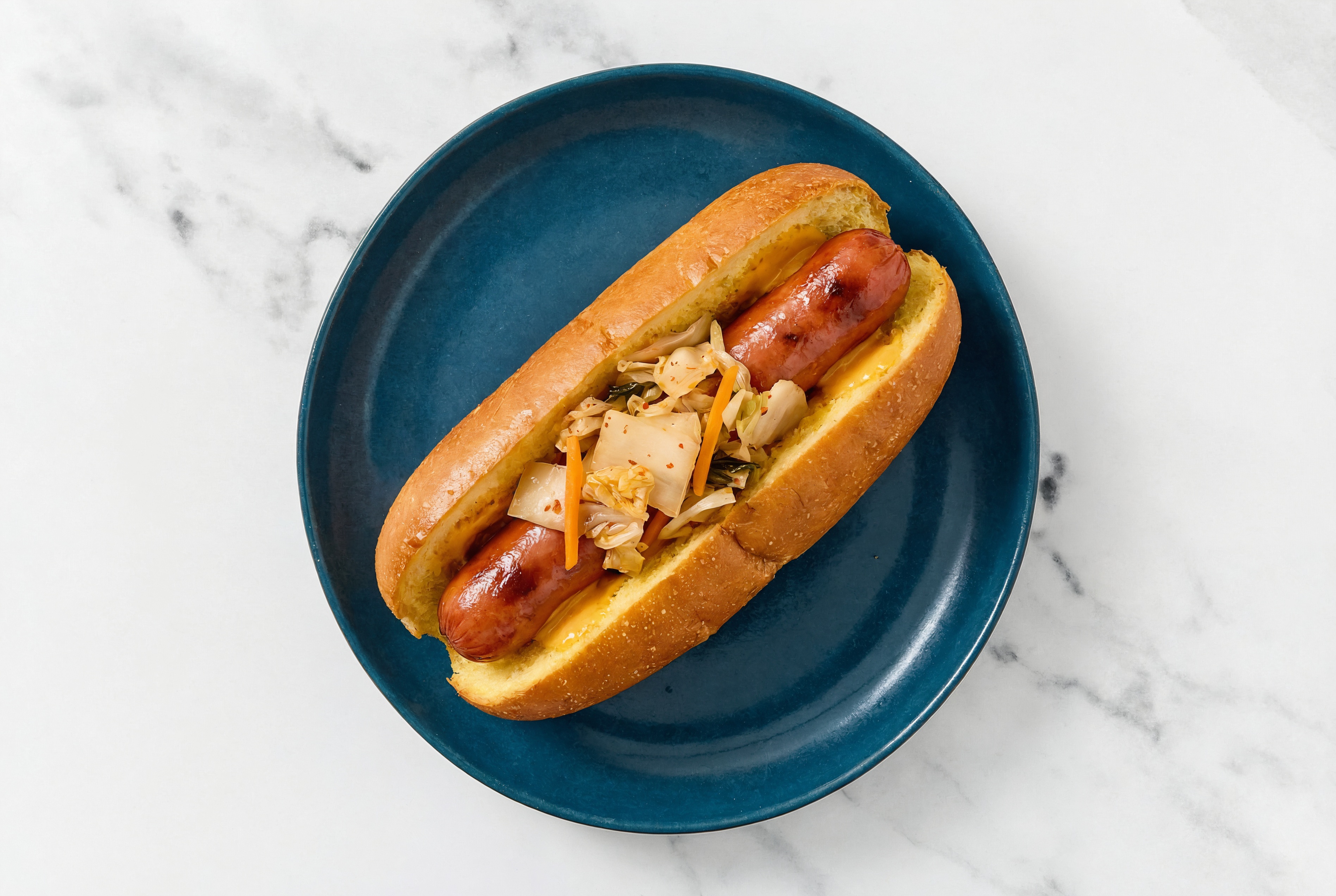 Kimchi Beef Hot Dog with Super Special Sauce on Brioche