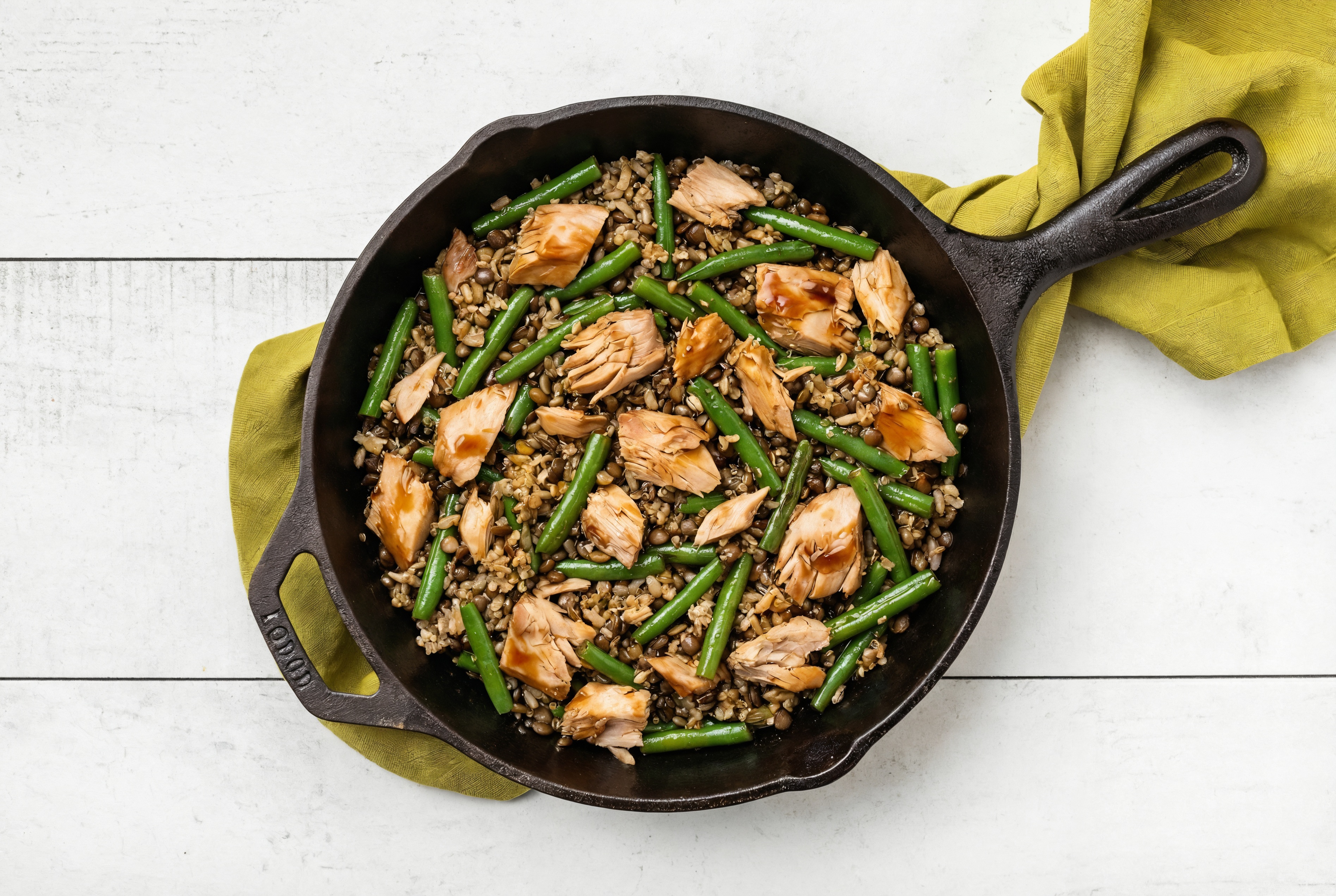 Teriyaki Albacore Tuna Stir-Fry with Green Beans over Quinoa