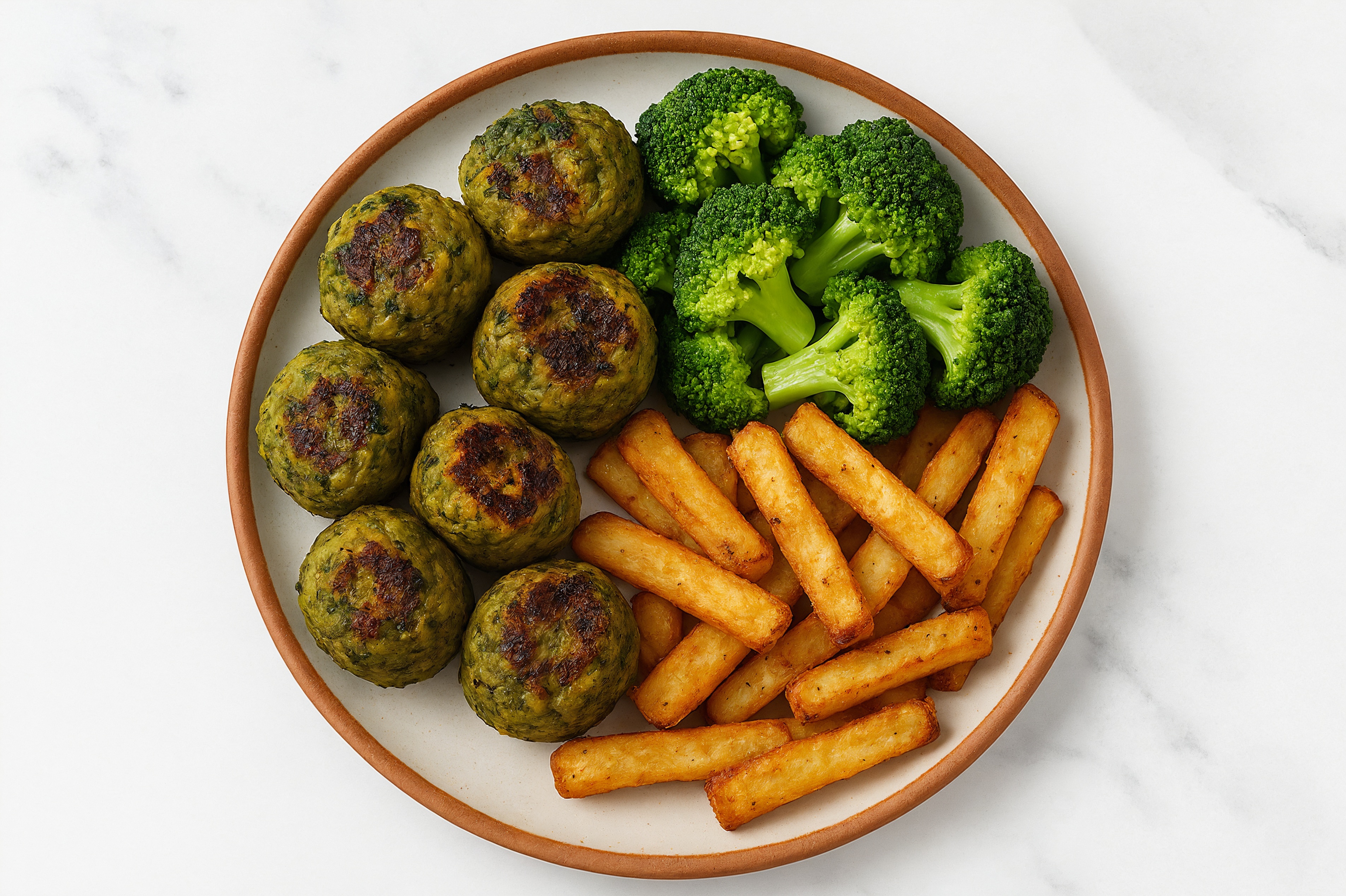 Broccoli Falafel with Russet Potato Fries