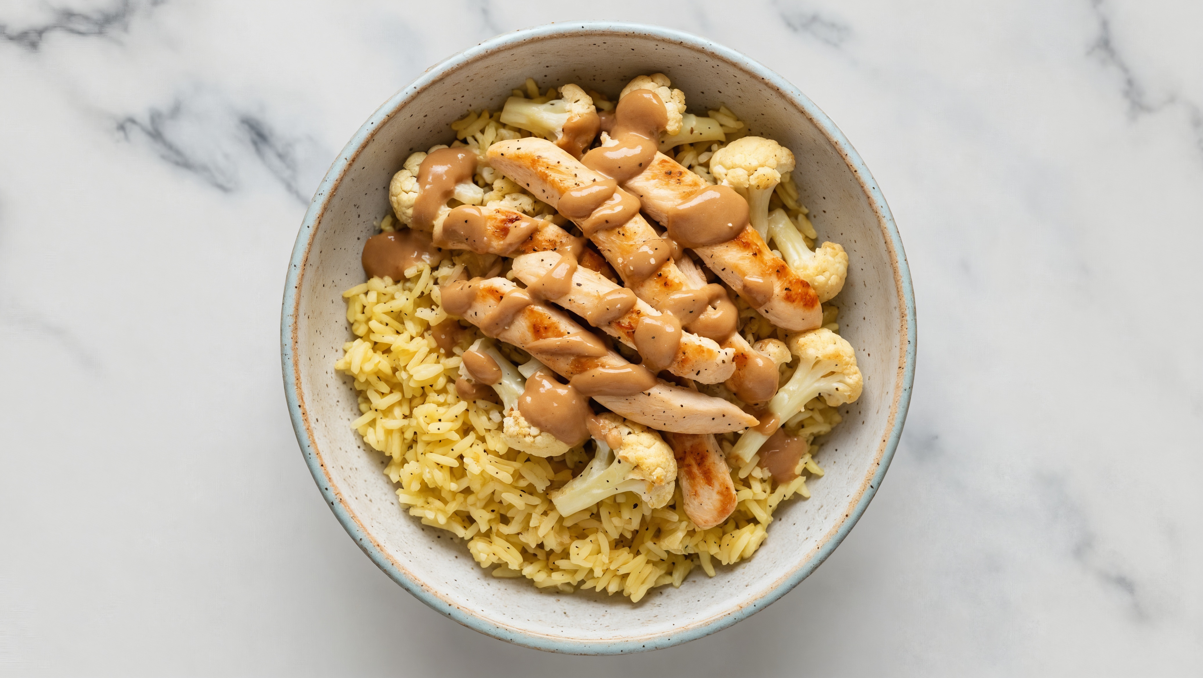 Thai Peanut Chicken + Cauliflower Seasoned Jasmine Rice Bowl