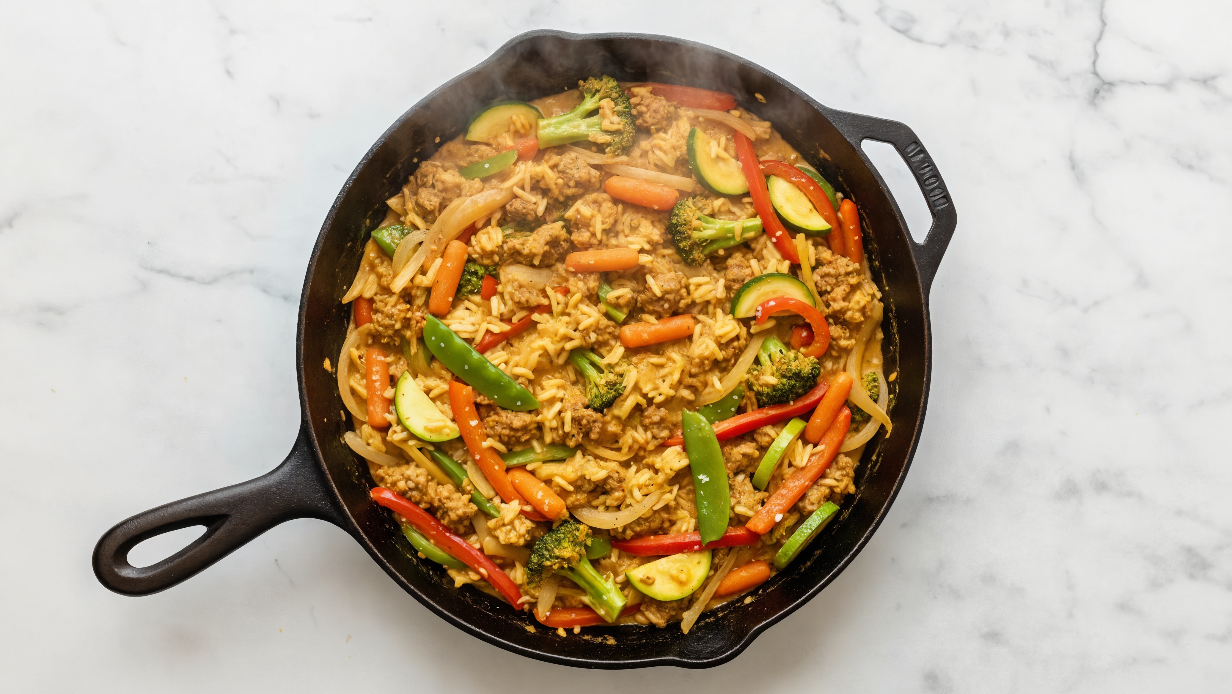 Curry Veggie + Ground Beef Patties Stir-Fry