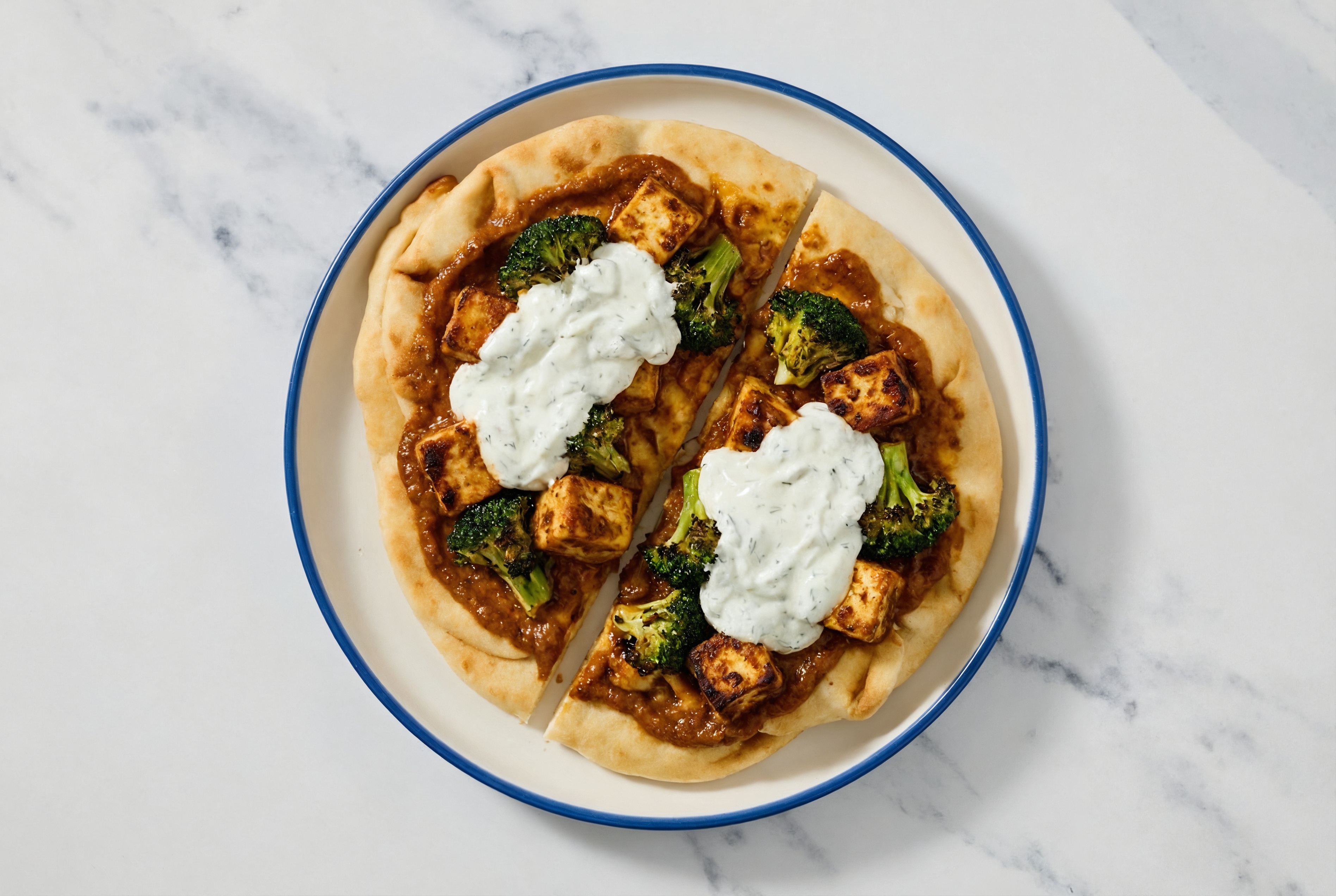 Tandoori Paneer + Broccoli Bunches Flatbread with Tzatziki