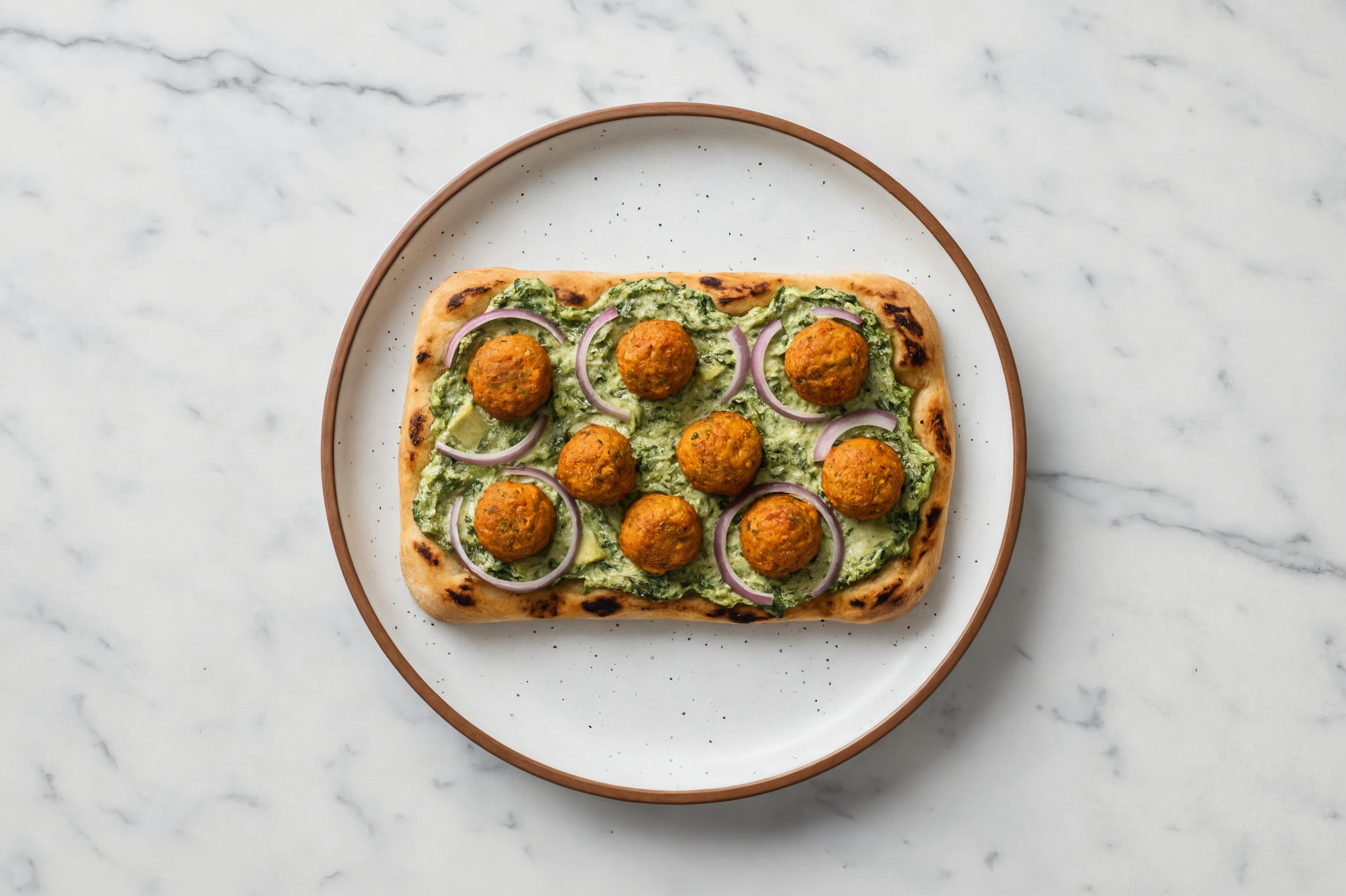 Spinach Artichoke Veggie Ball Flatbread