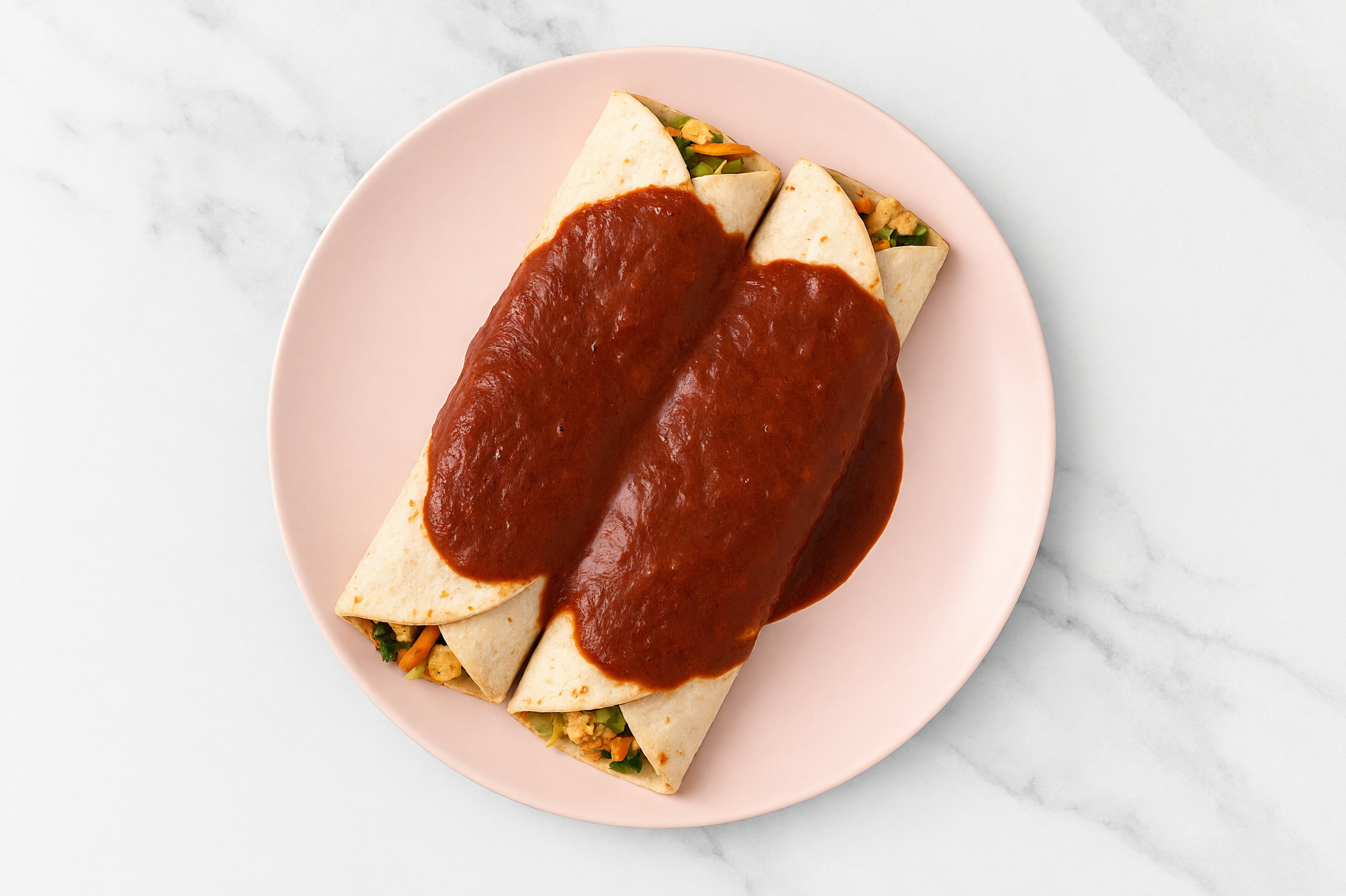 Herby Super Veggie + Savory Spiced Tofu Bites Enchiladas Rojas