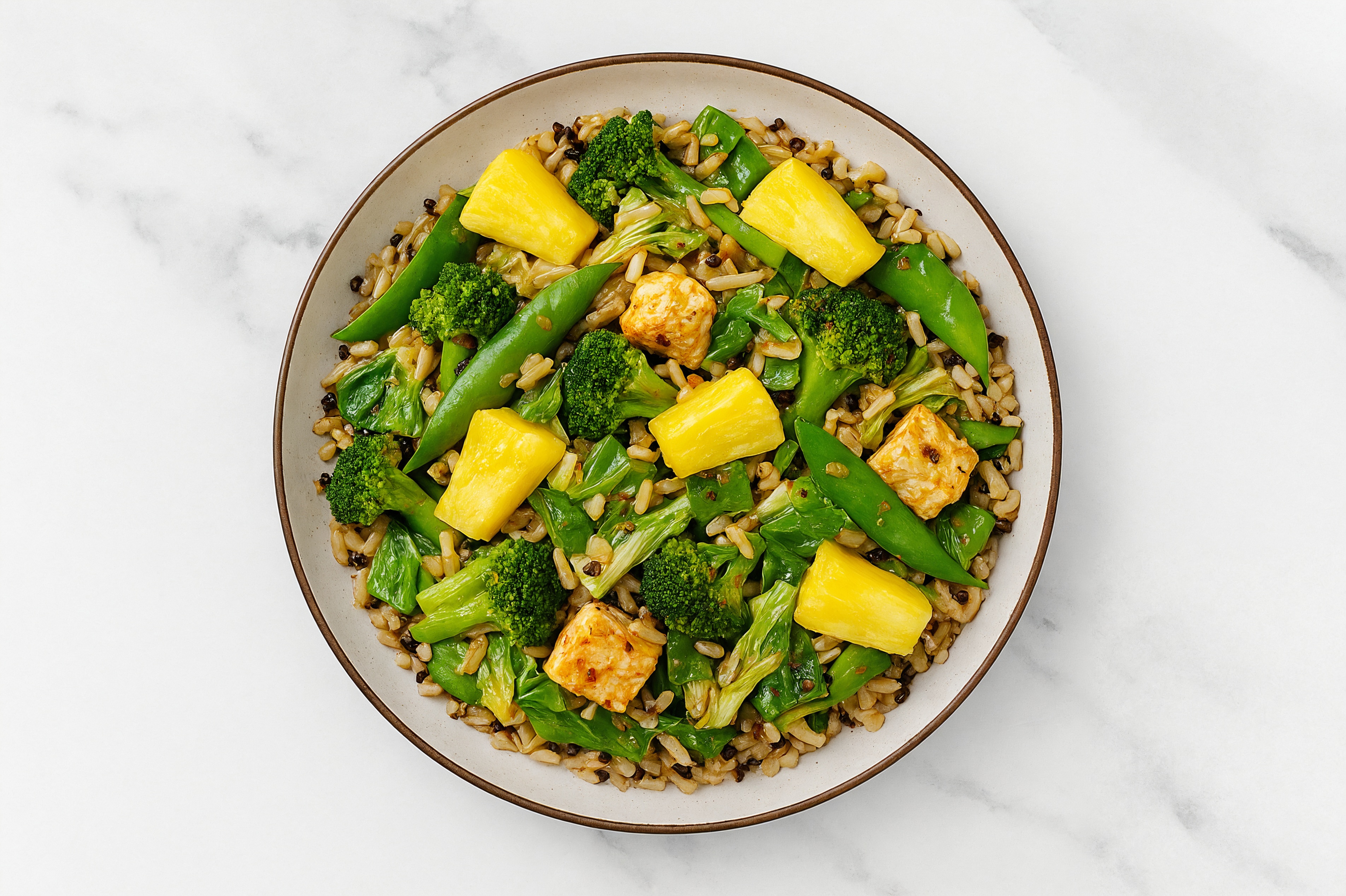 Chili Crisp Savory Spiced Tofu Bites Pineapple Grain Bowl