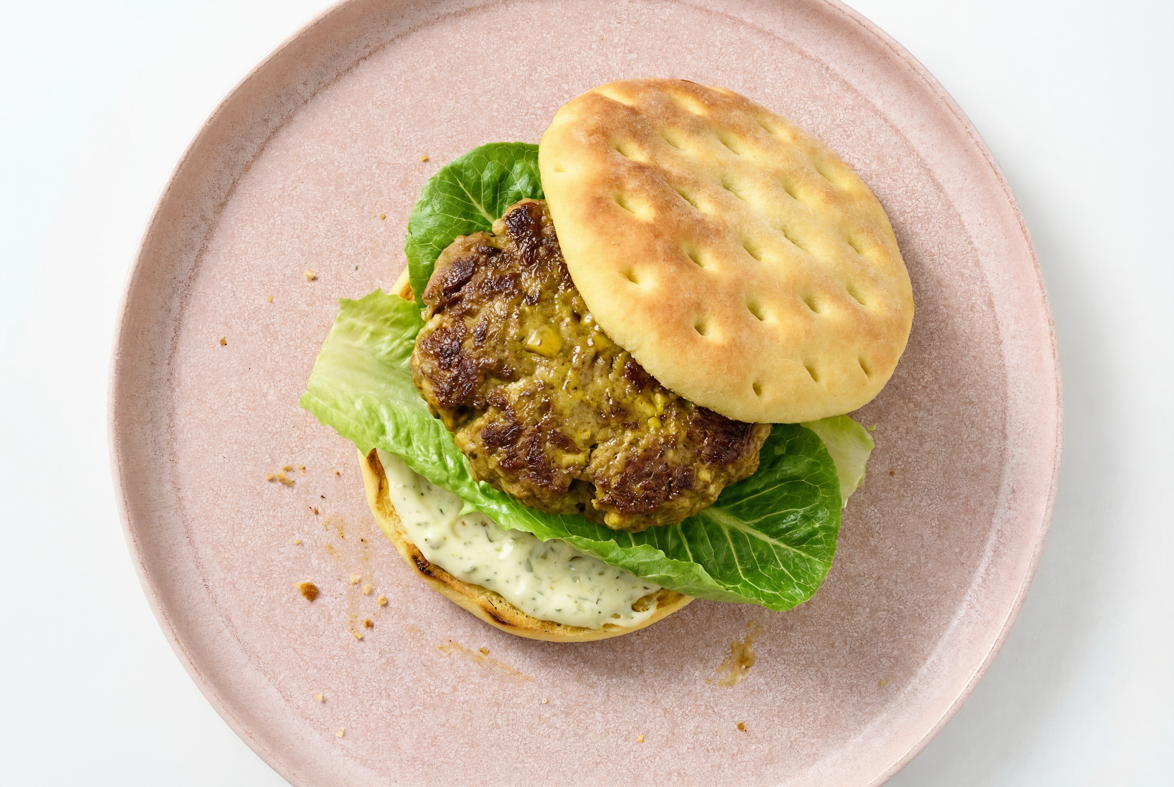 Tandoori Italian-Style Ground Beef Burger with Dill Sauce