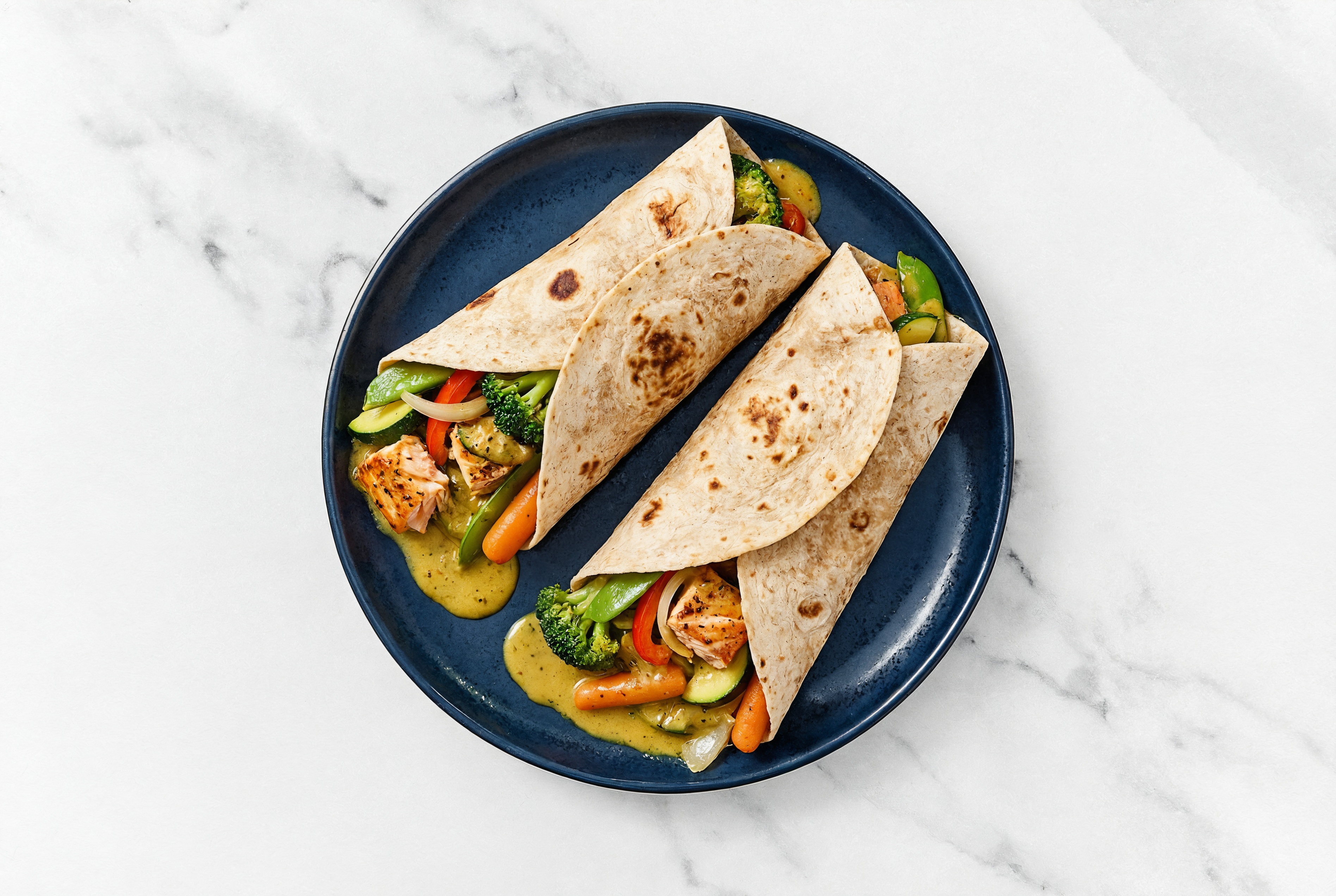Coconut Curry Salmon + 7 Veggie Wrap