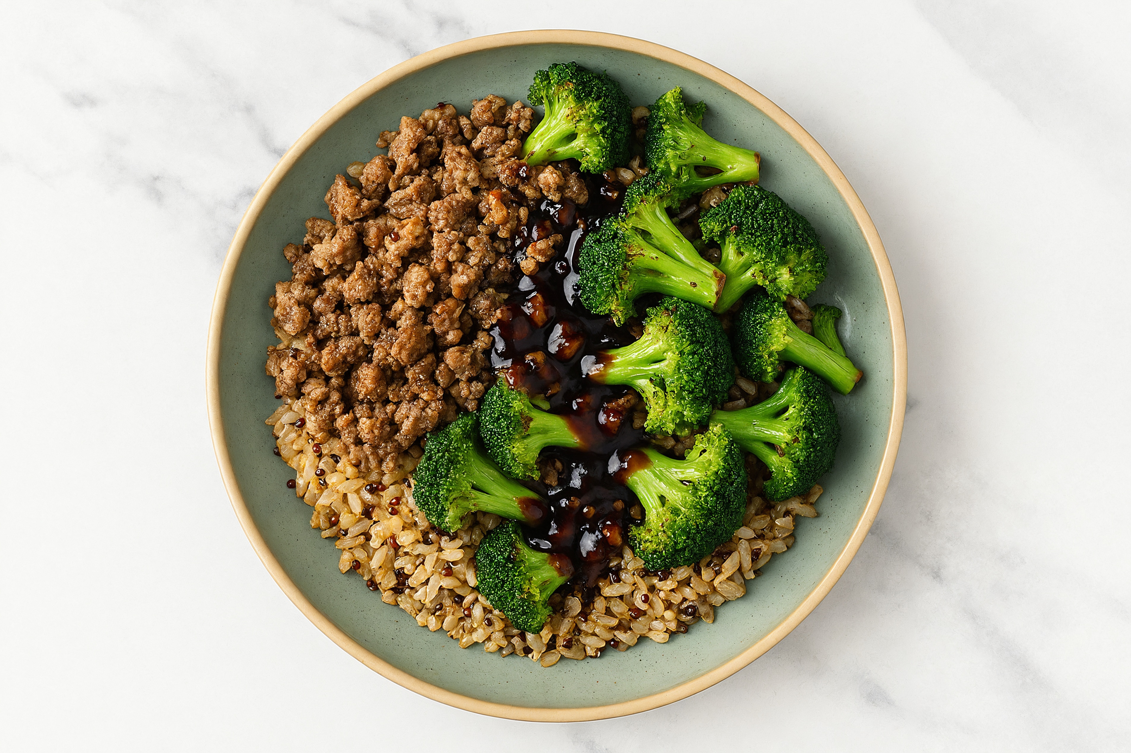 Japanese BBQ Ground Lamb + Quinoa Bowl with Broccoli
