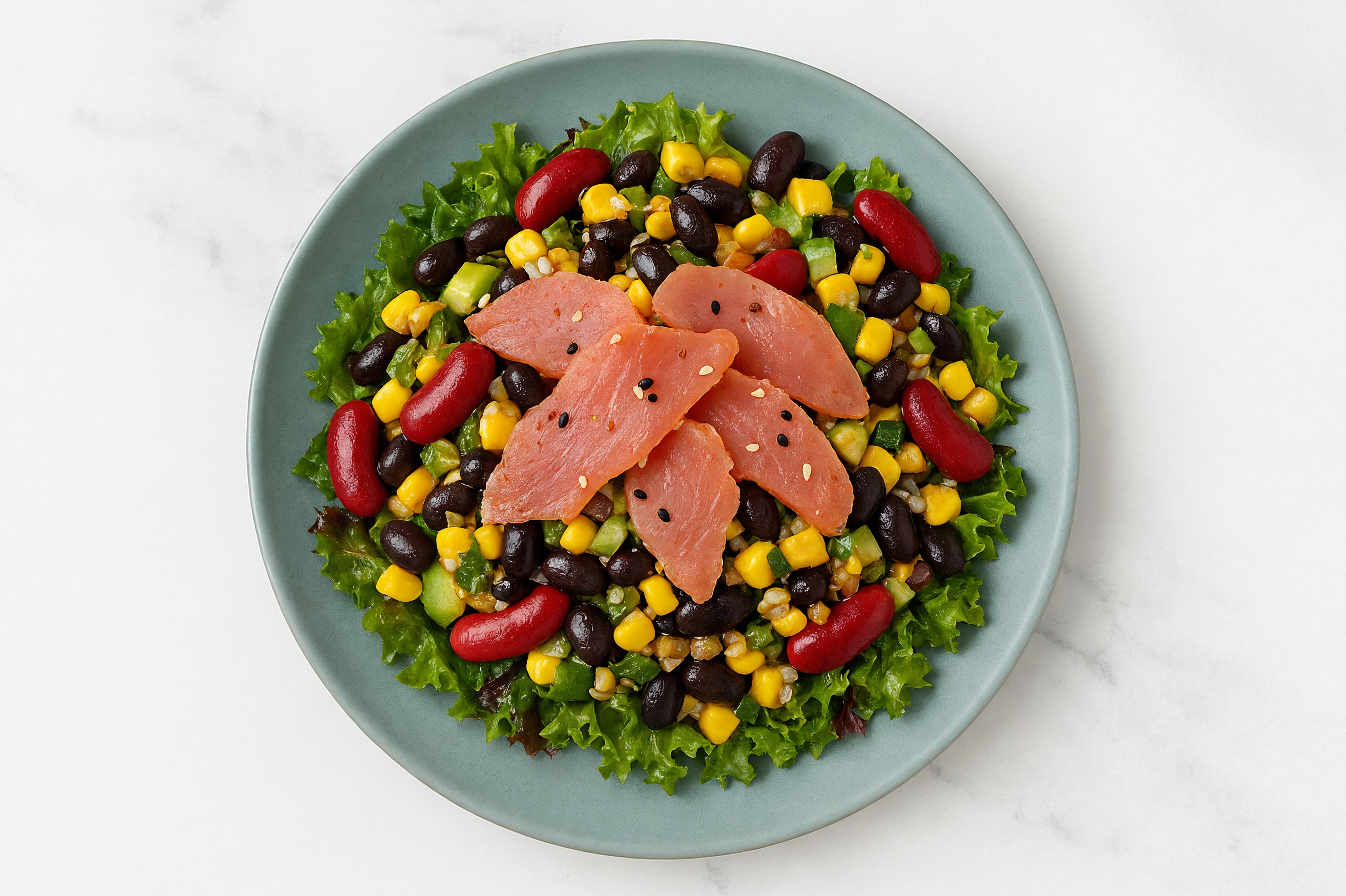 Balsamic Spring Mix Salad with Smoked Tuna & Black Beans