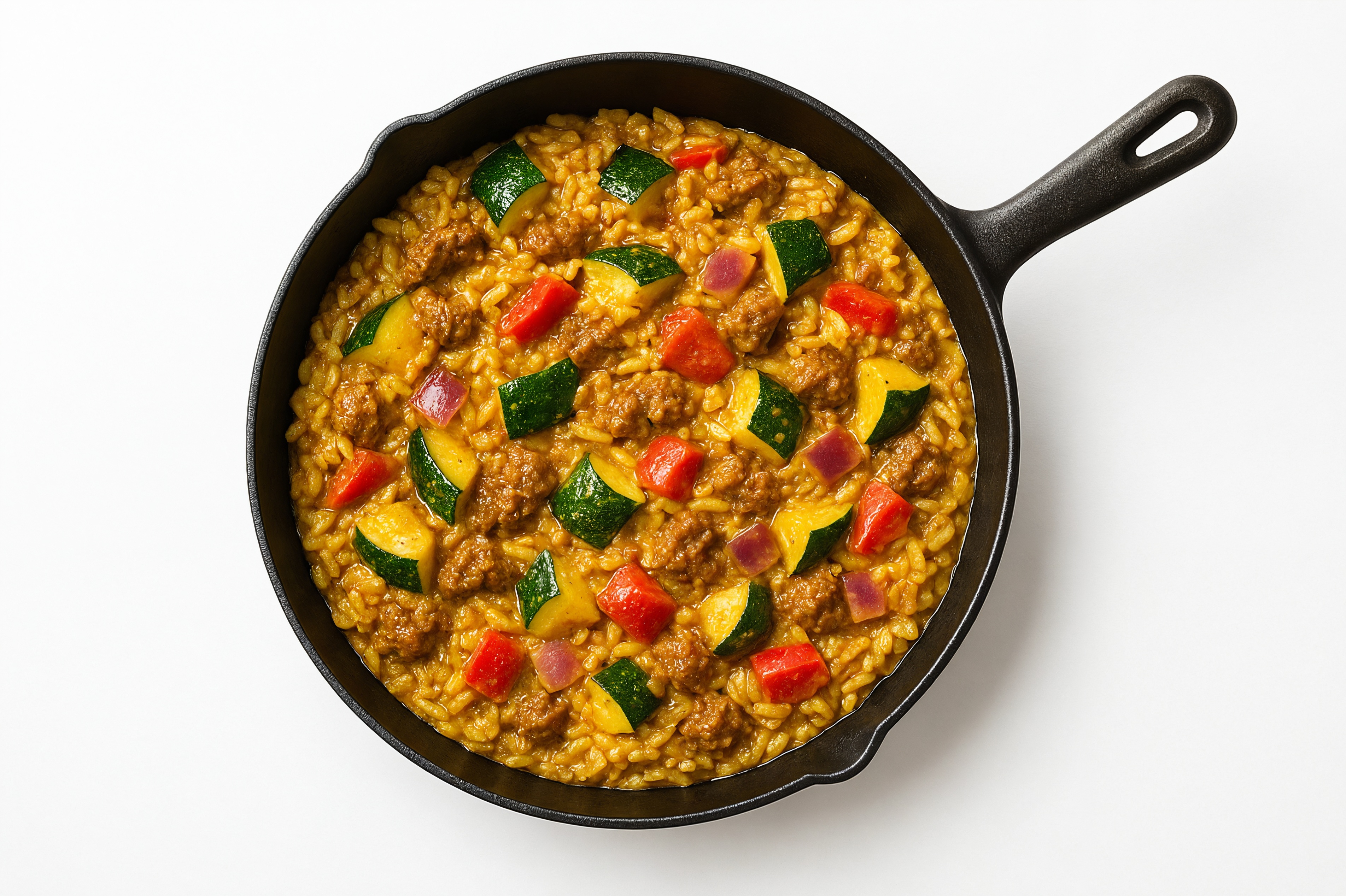 Curry Squash + Ground Beef Patties Stir-Fry