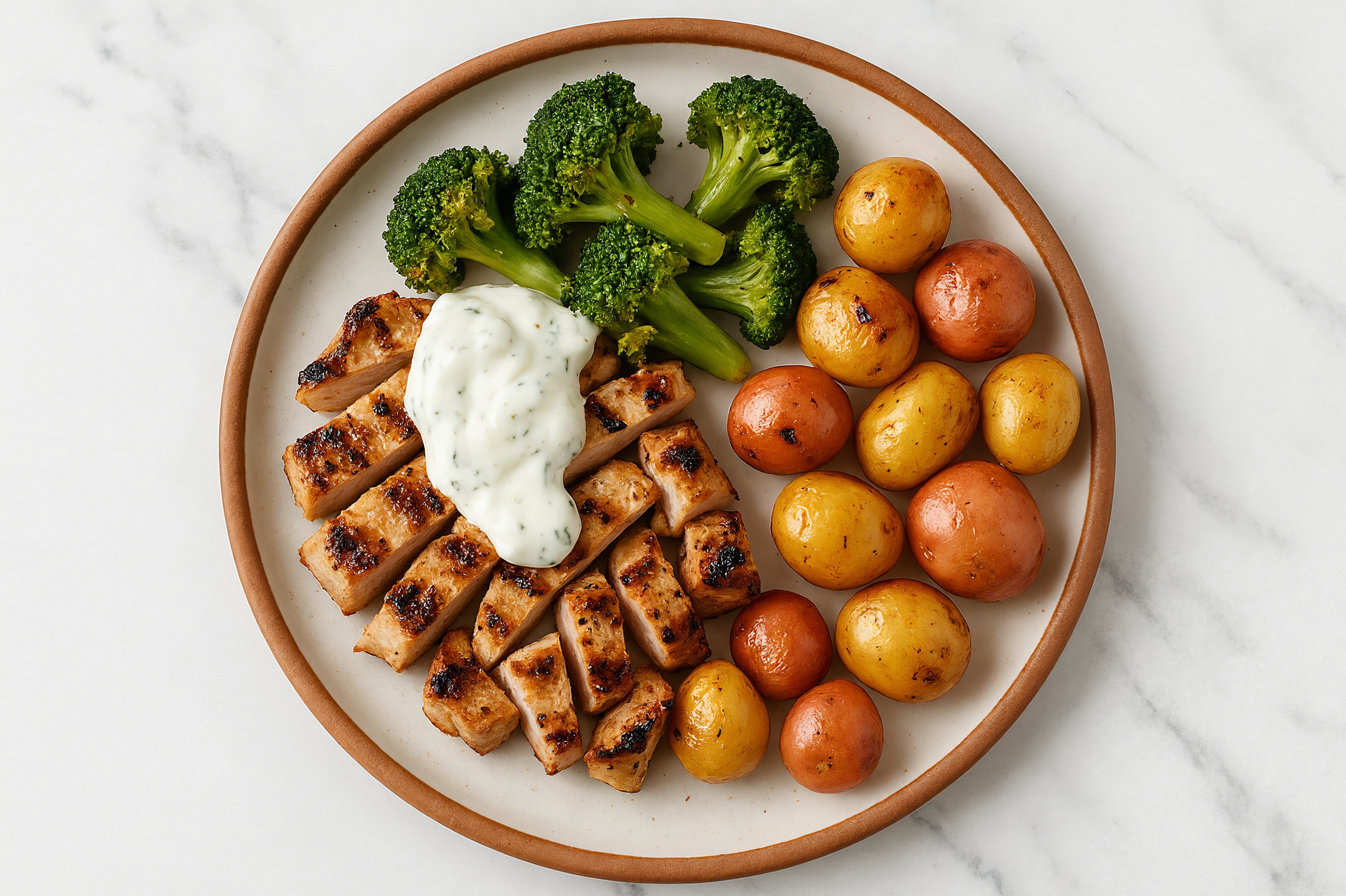 Tzatziki Grilled Boneless Pork Chops + Broccoli Bowl