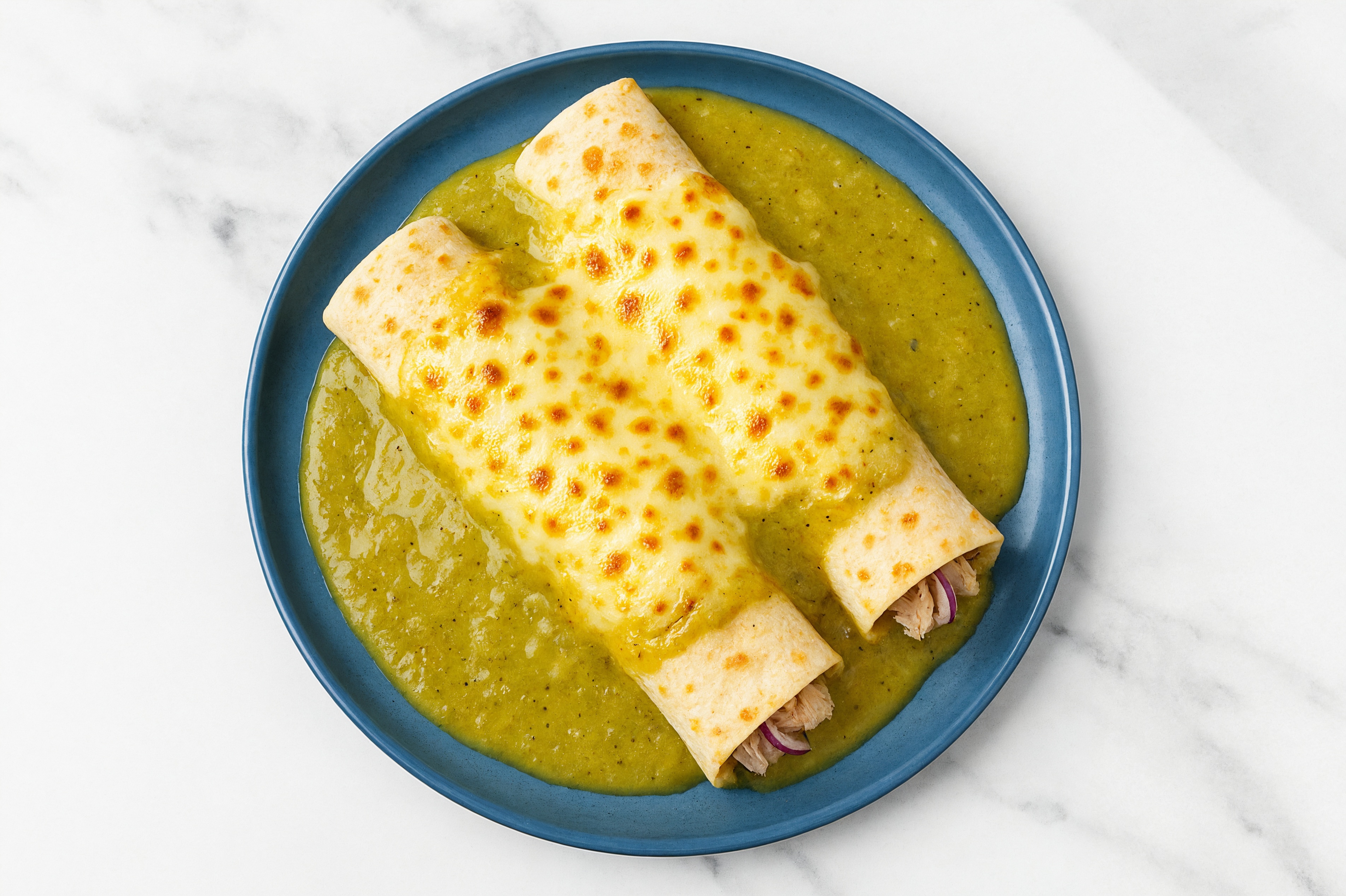 Cheesy Green Chile Tuna Enchiladas