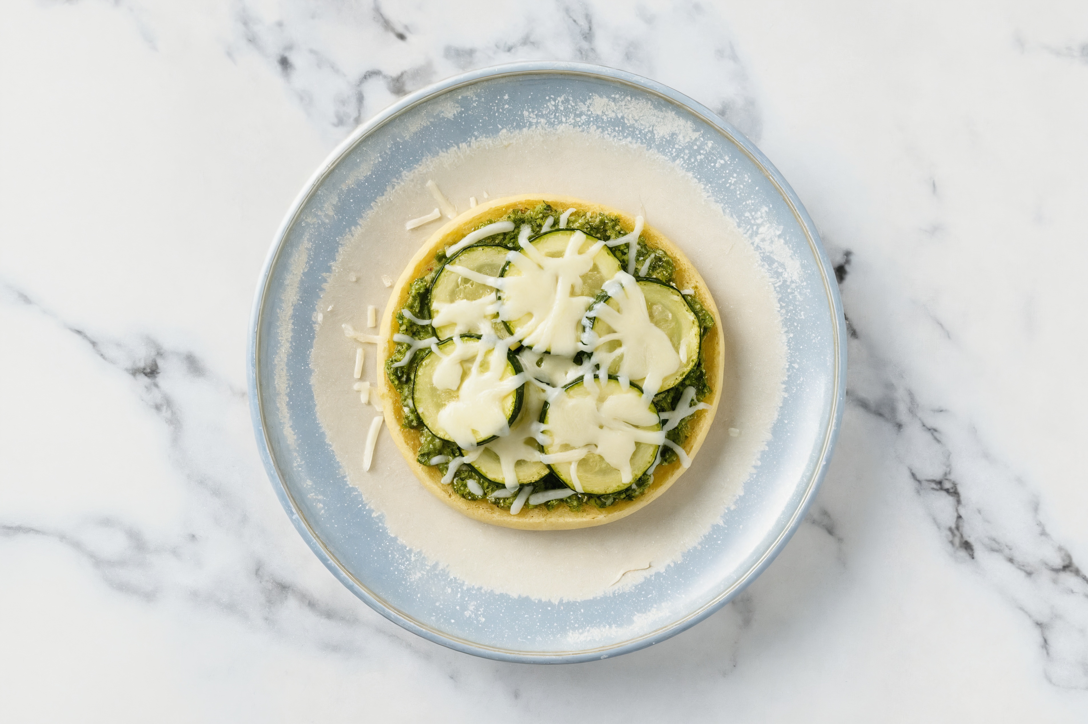 Cheezy Zucchini + Pesto Brioche Flatbread