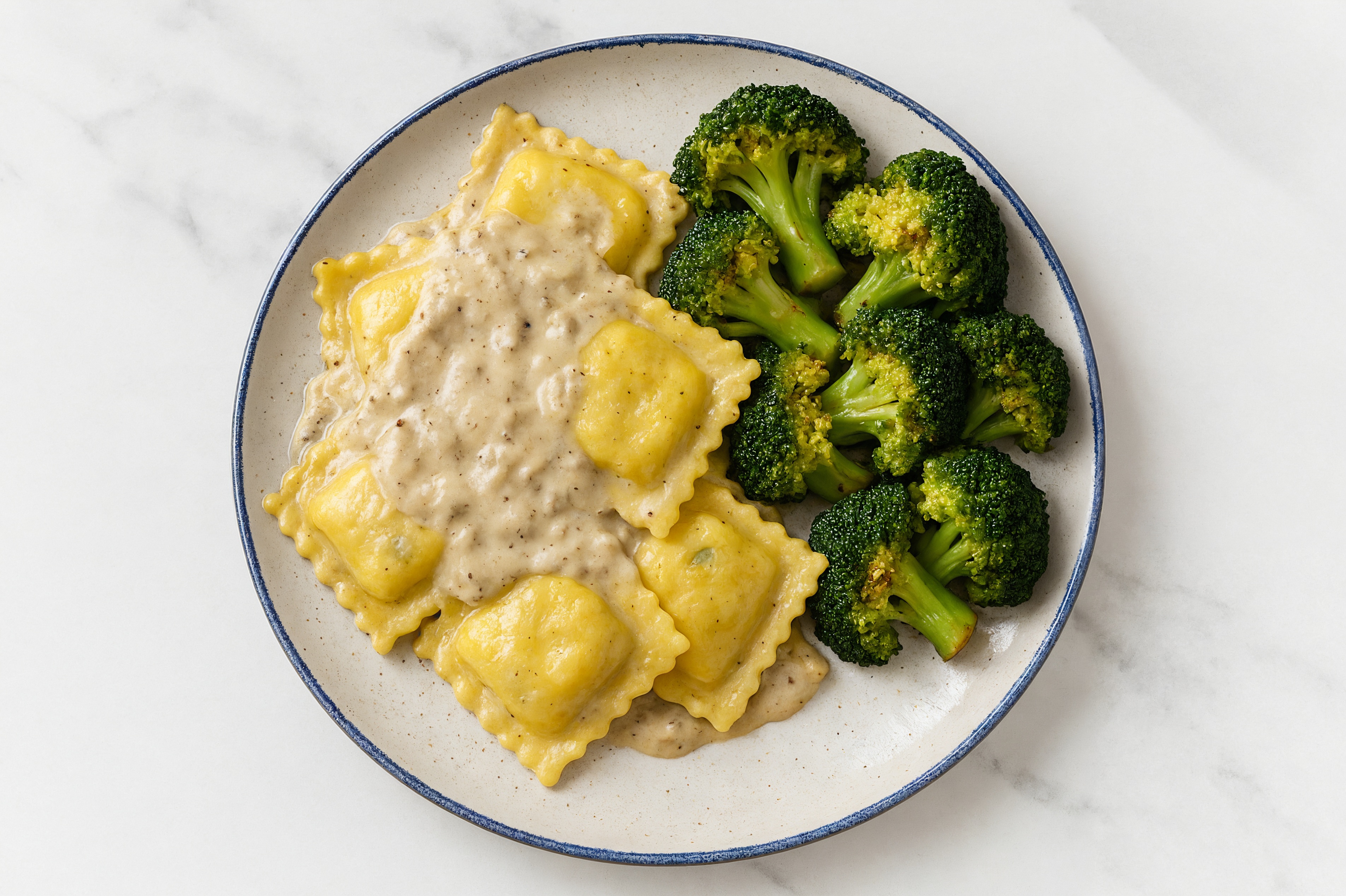 Creamy Organic Broccoli Ricotta Ravioli Truffle