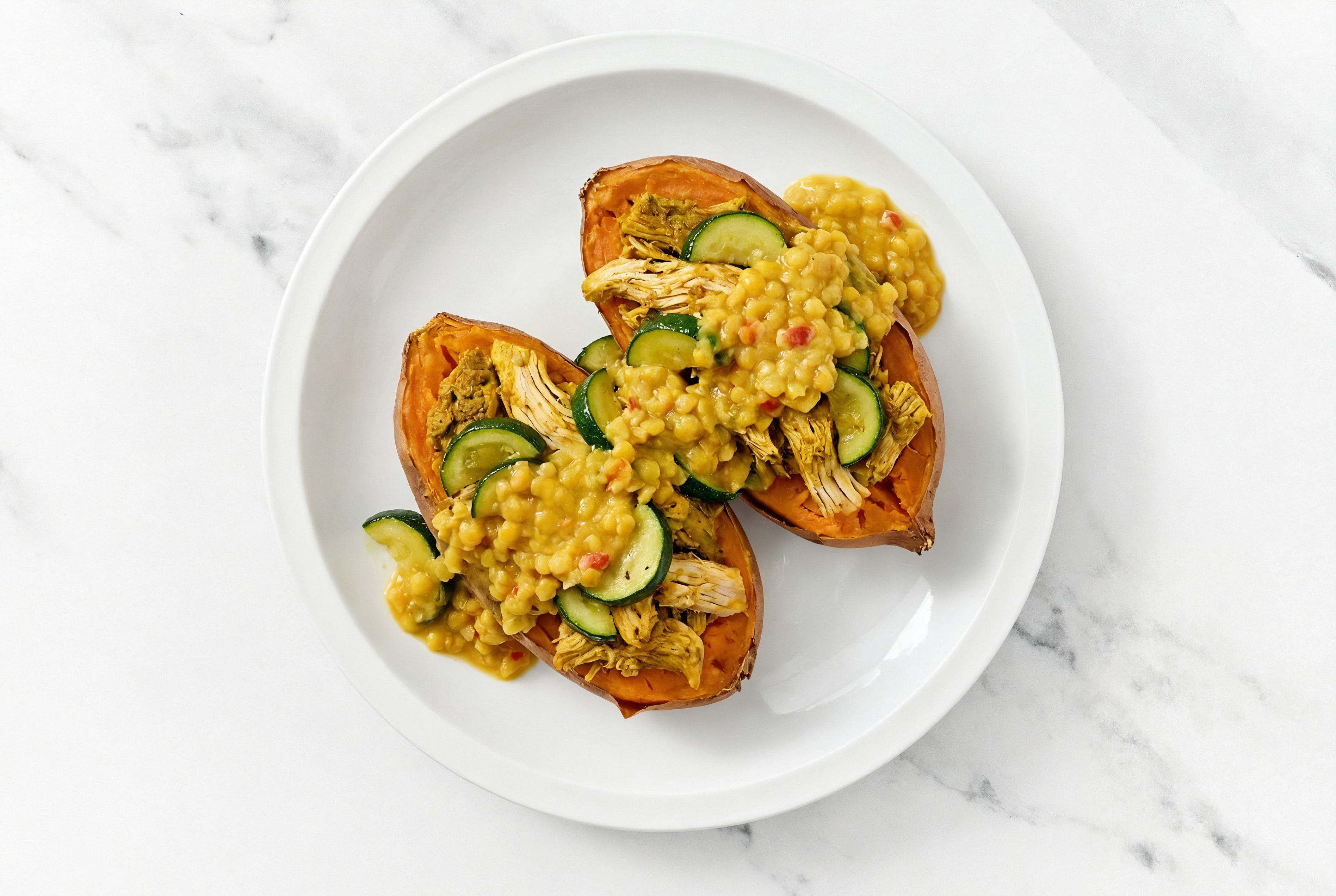 Shawarma Chicken Plate with Red Lentils with Zucchini