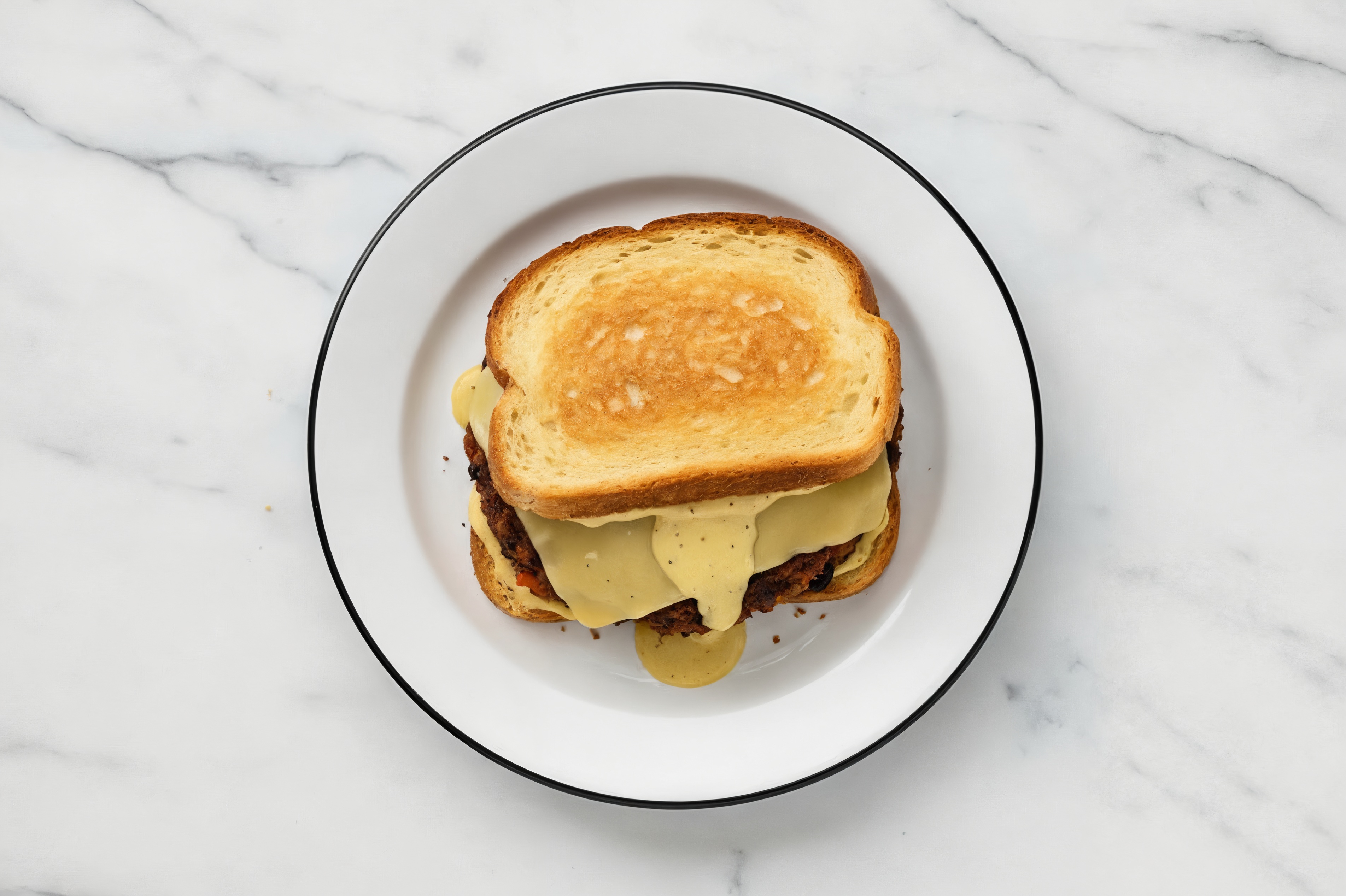 Gouda Black Bean Burger on GF Bread with Honey Mustard