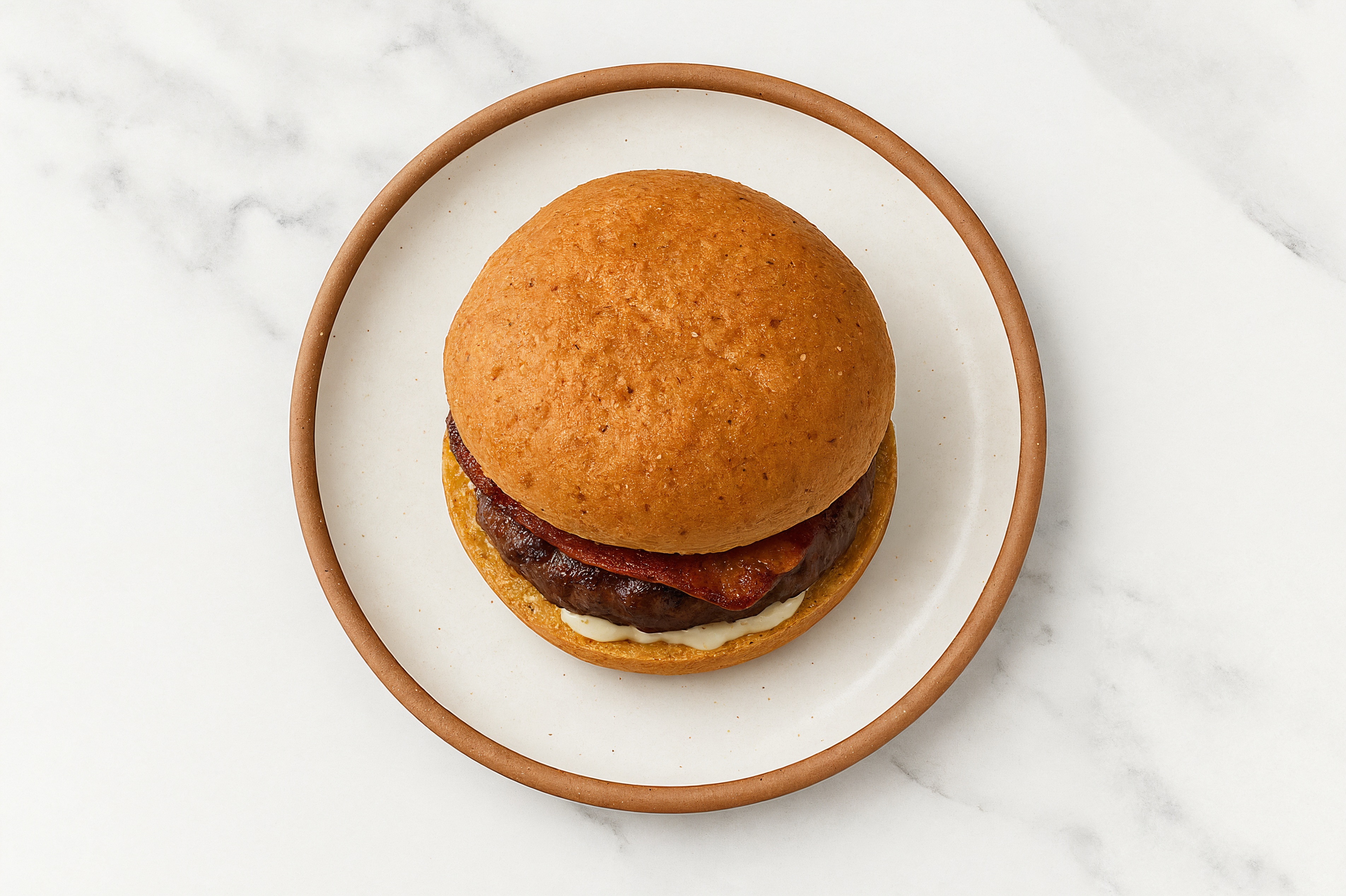 Lamb Burger on Sprouted Grain with Tzatziki & Turkey Bacon