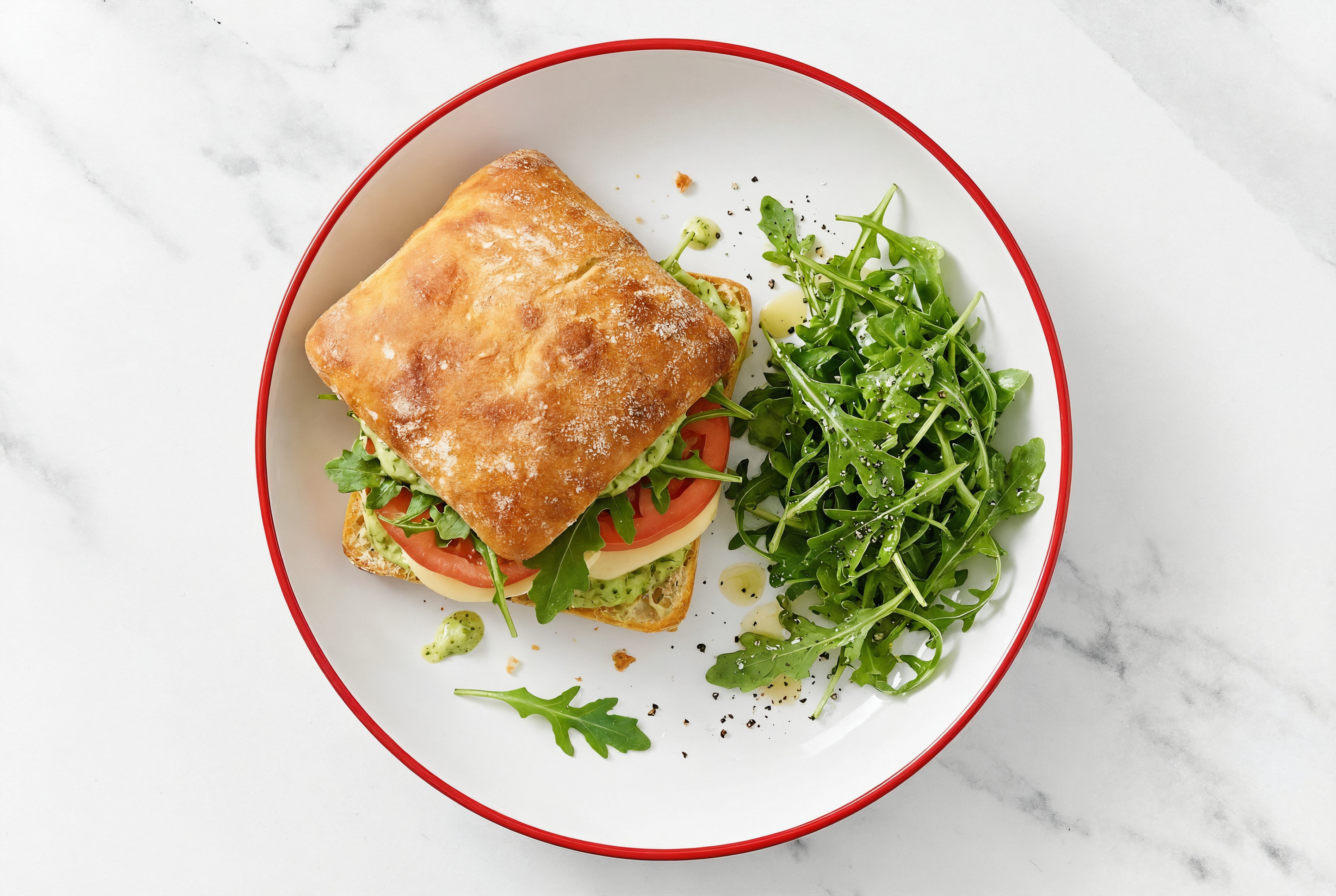 Pesto, Beefsteak Tomato + Mozz Ciabatta Sandwich
