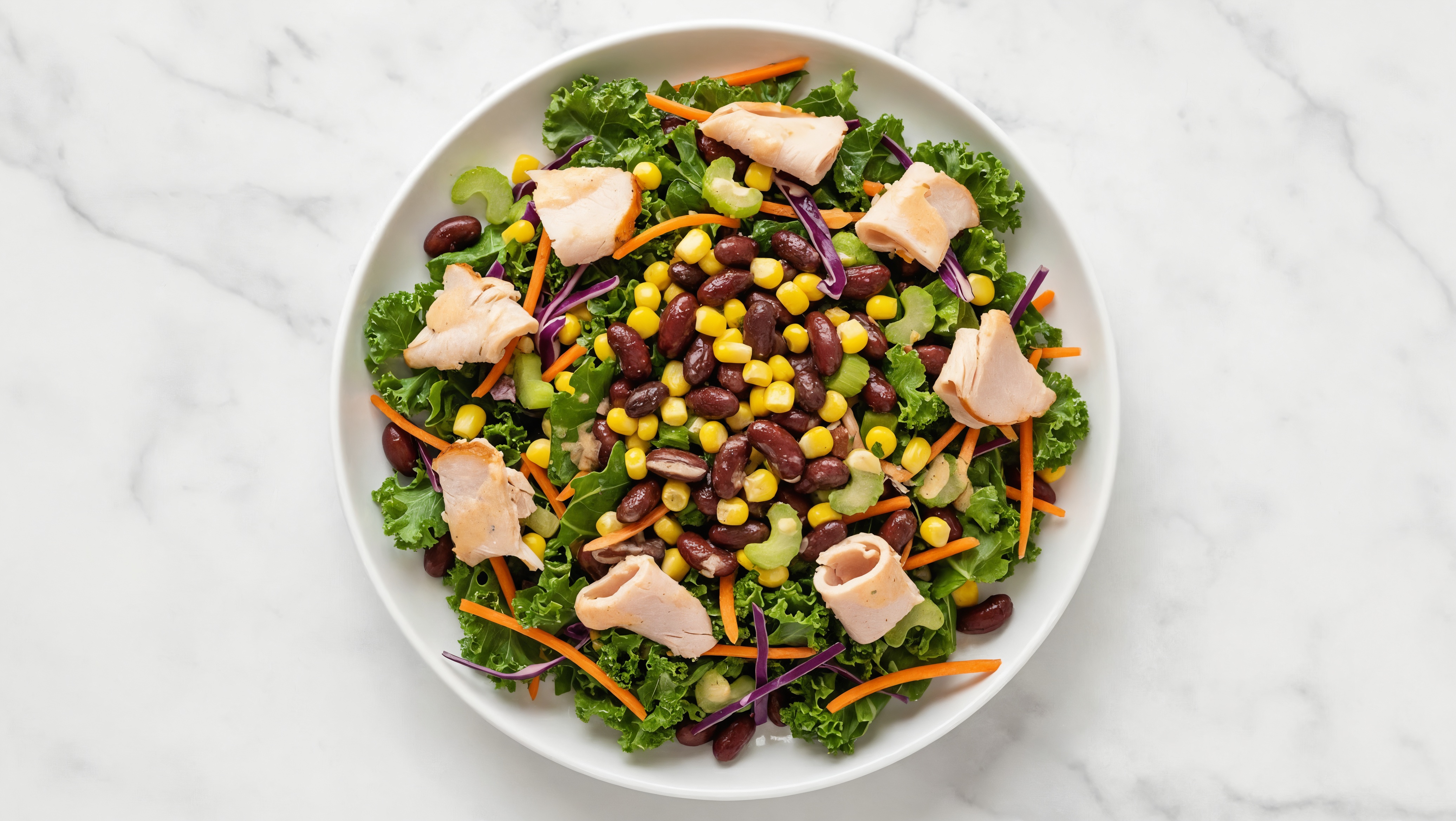 Buffalo Ranch Kale Salad with Sliced Turkey & Black Beans