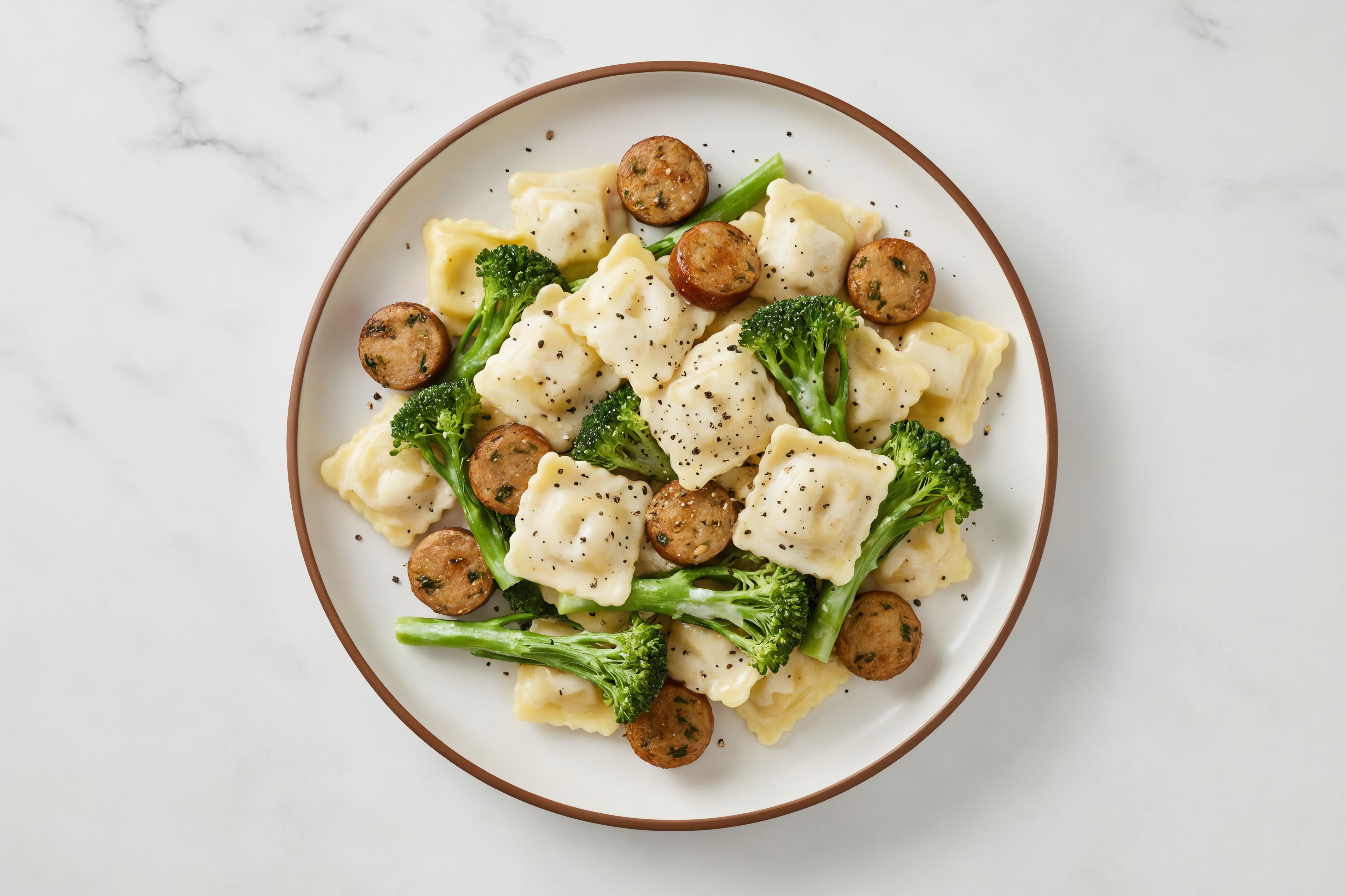 Alfredo Mini Ravioli with Garlic Chicken & Baby Broccoli