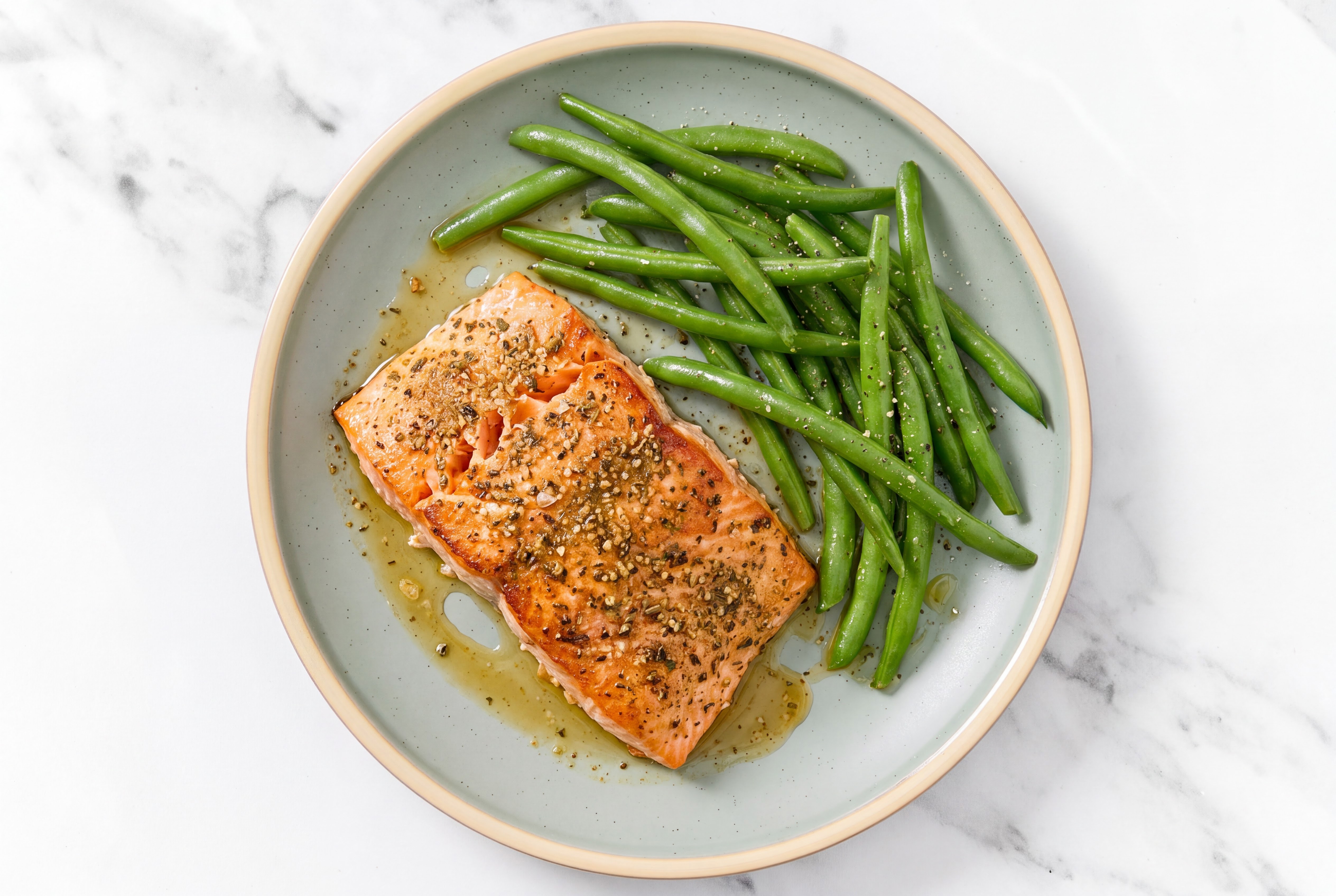 Honey Herbed Sockeye Salmon + Green Beans