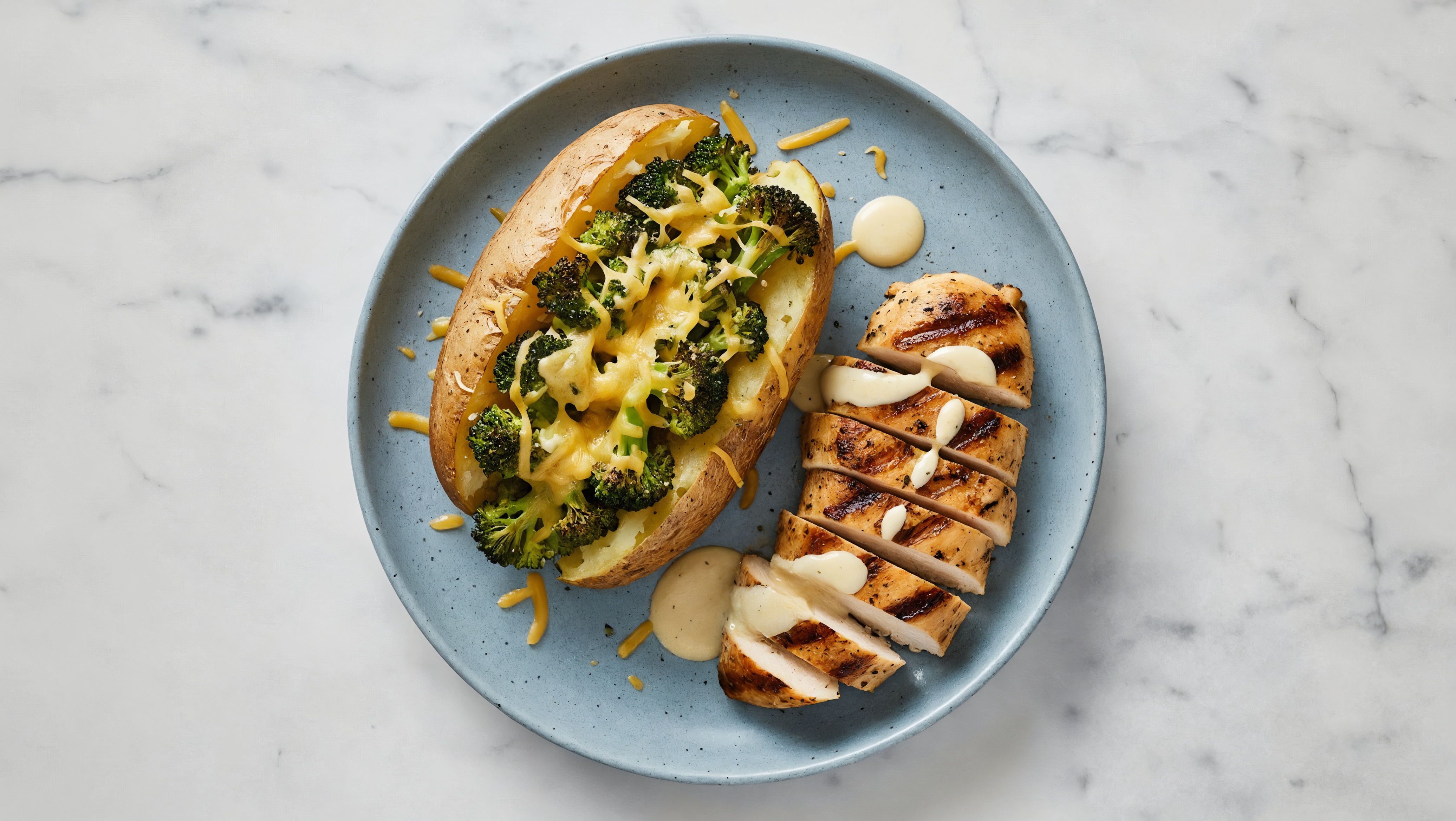 Chicken Breast + Cheesy Organic Broccoli with Creamy Horseradish with Shredded Sharp Cheddar Cheese