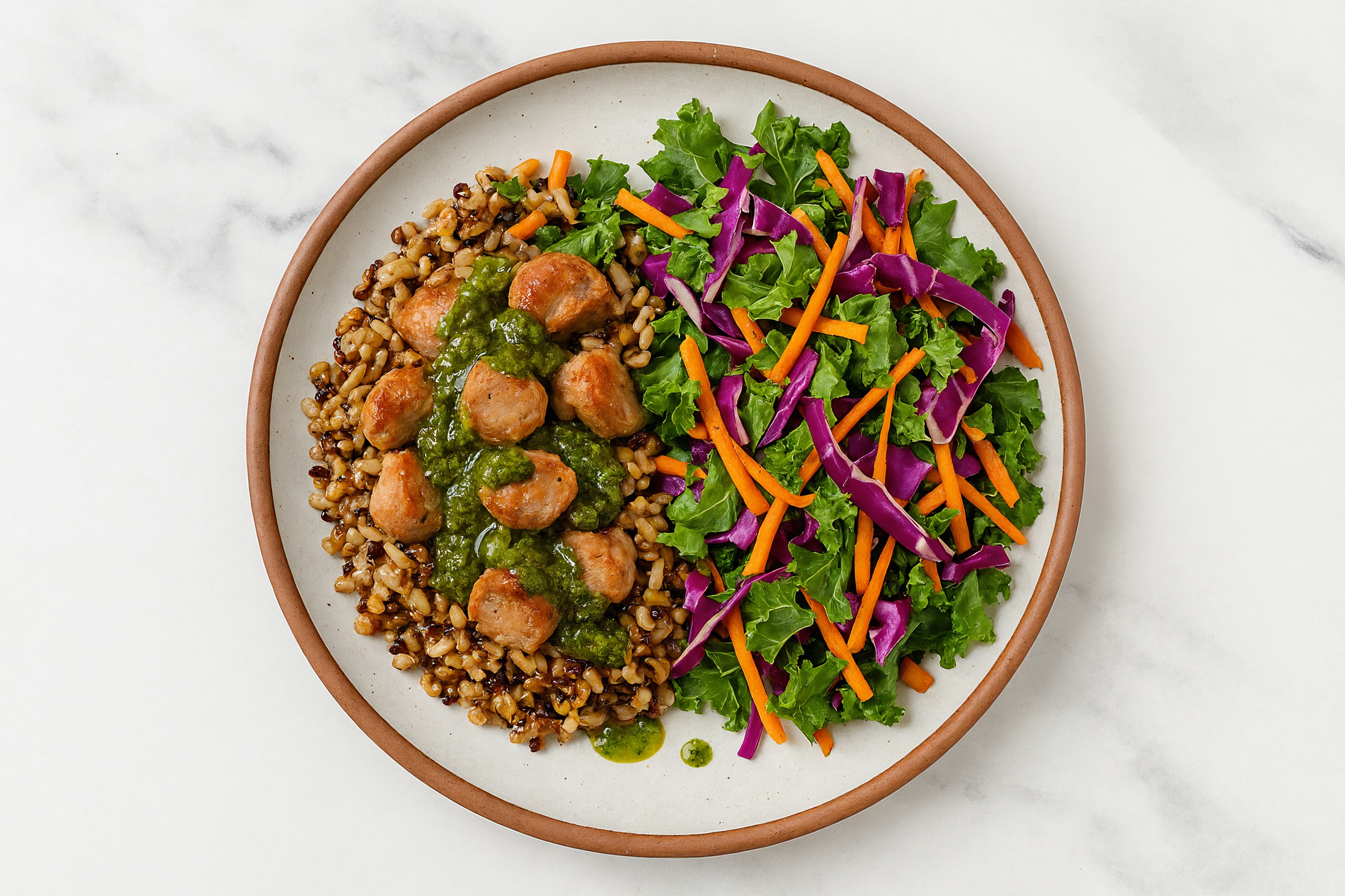 Hot Sausage Pesto Grain Bowl