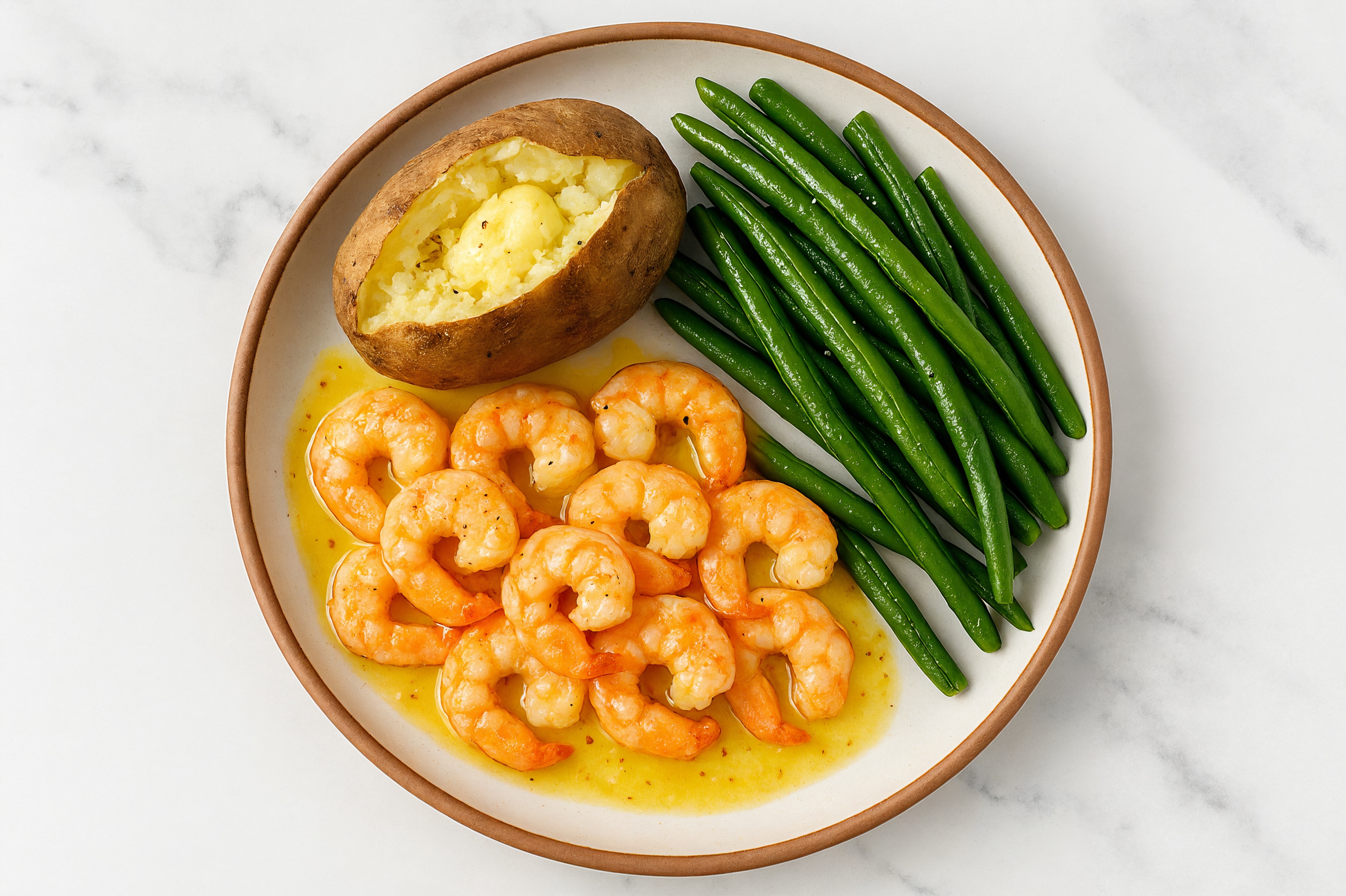 Lemon-Slow Churned Pasture Butter Shrimp with Russet Potato & Green Beans