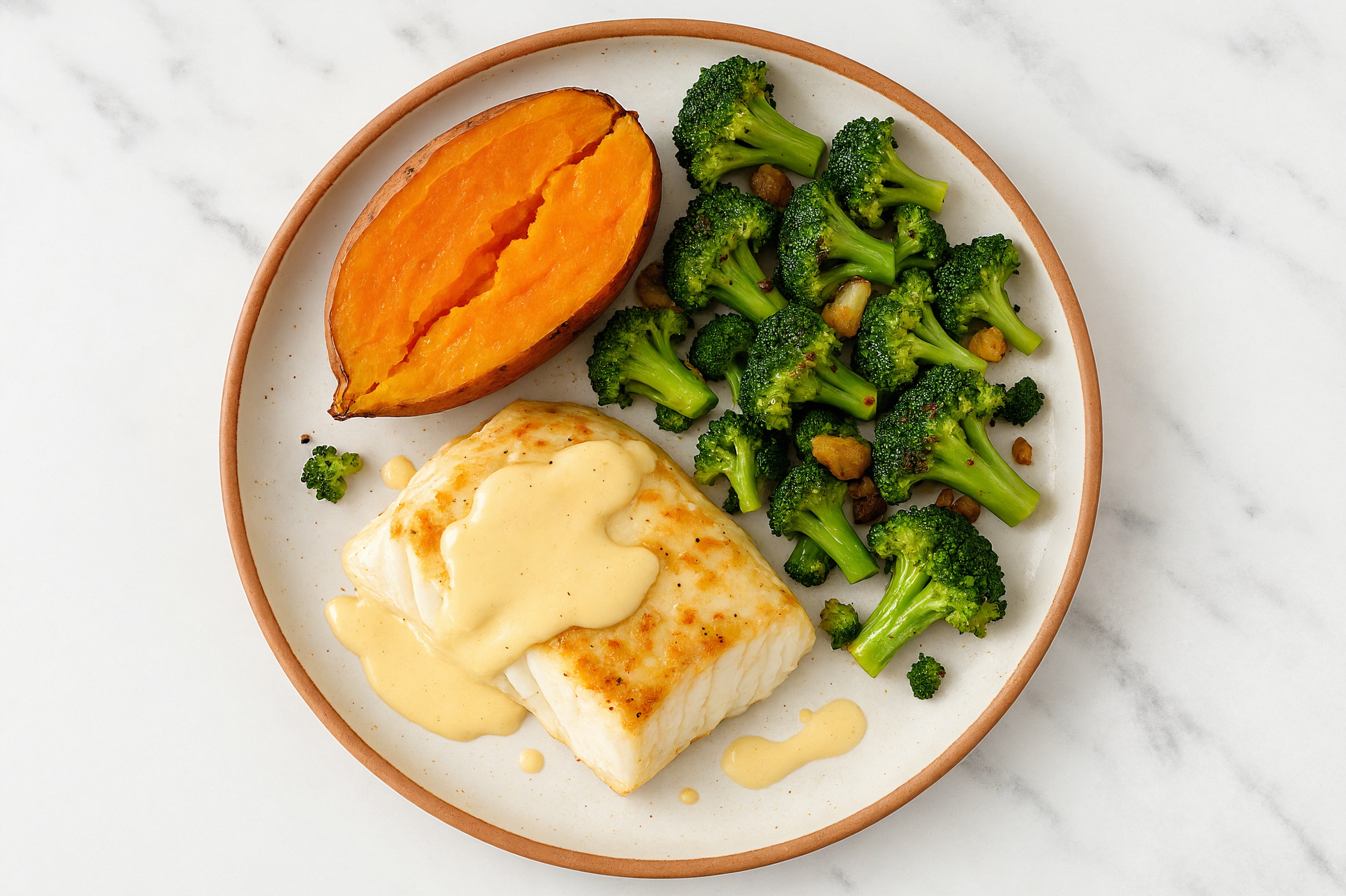 Creamy Miso Halibut + Broccoli Florets