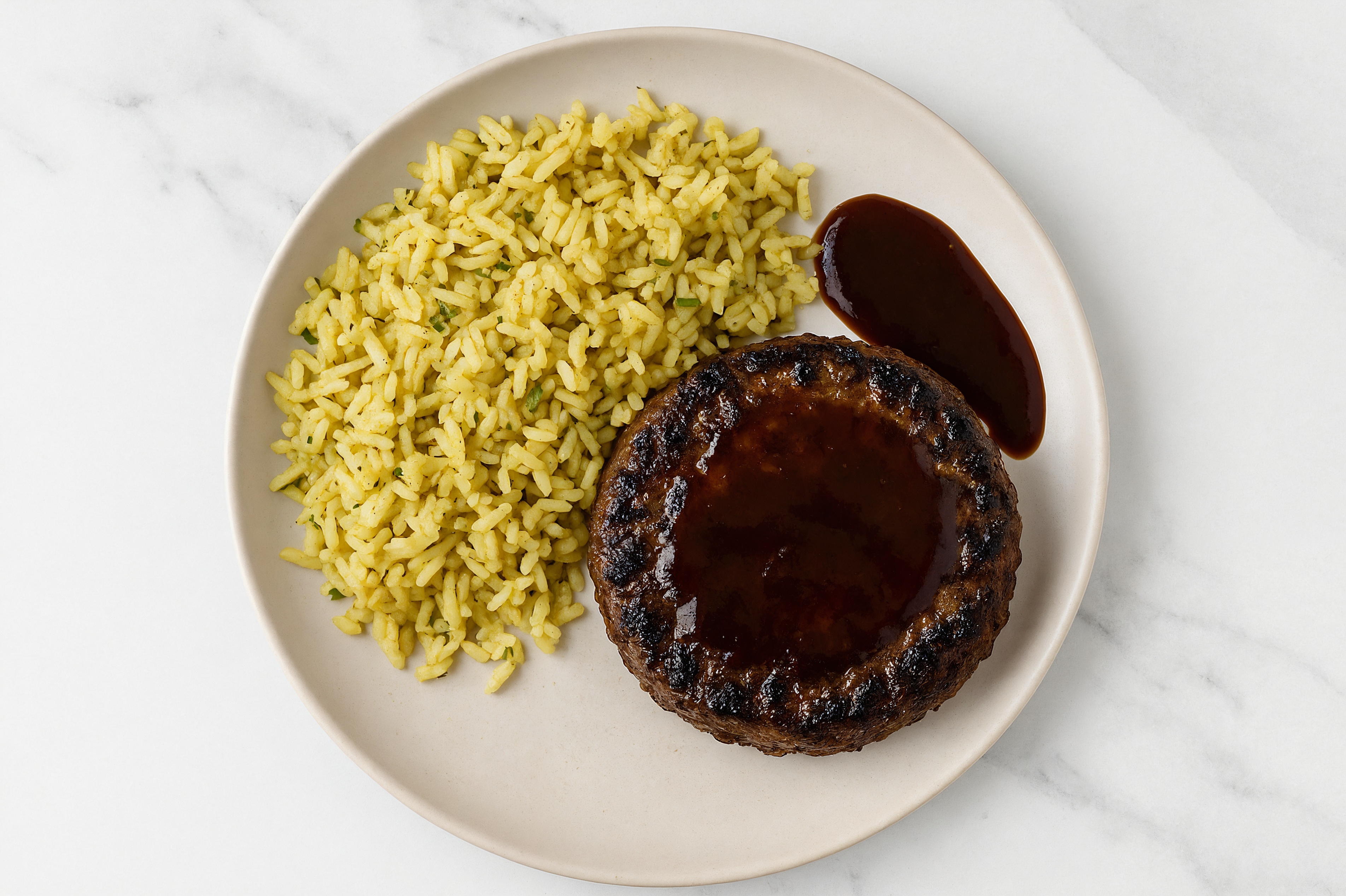 Japanese BBQ Brisket Burgers with Jasmine Rice