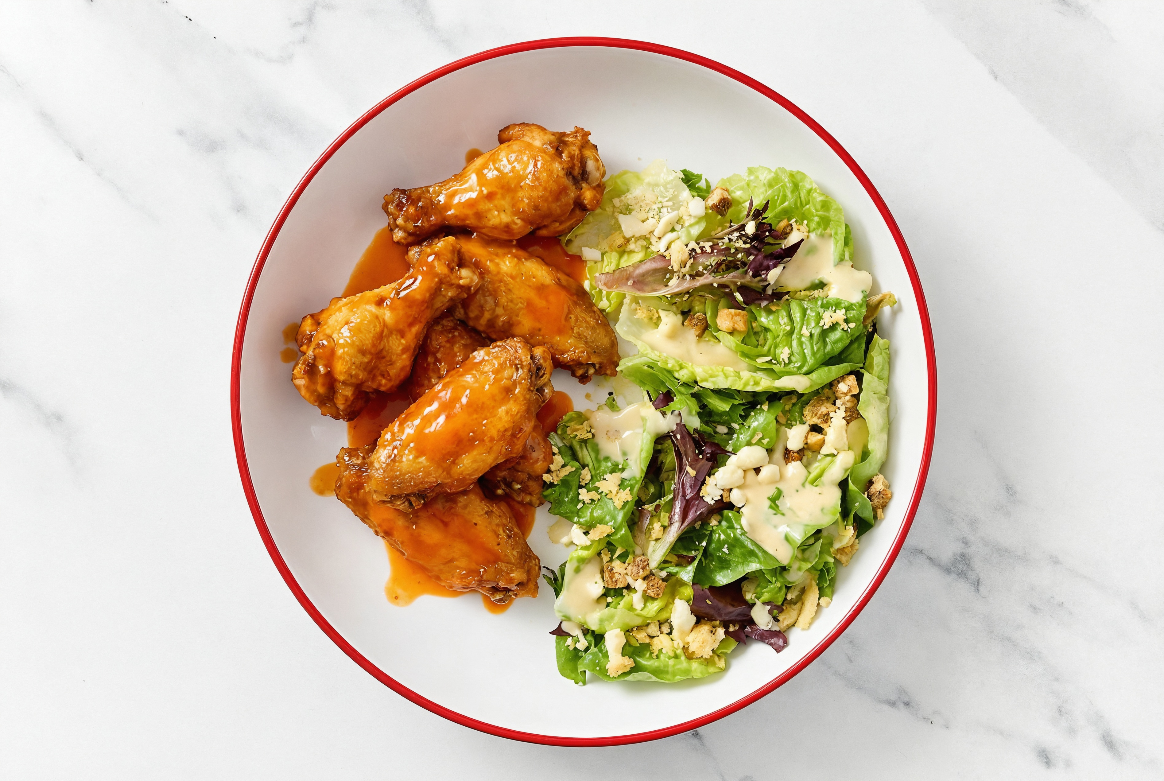Buffalo Chicken Wings + Little Gem Salad
