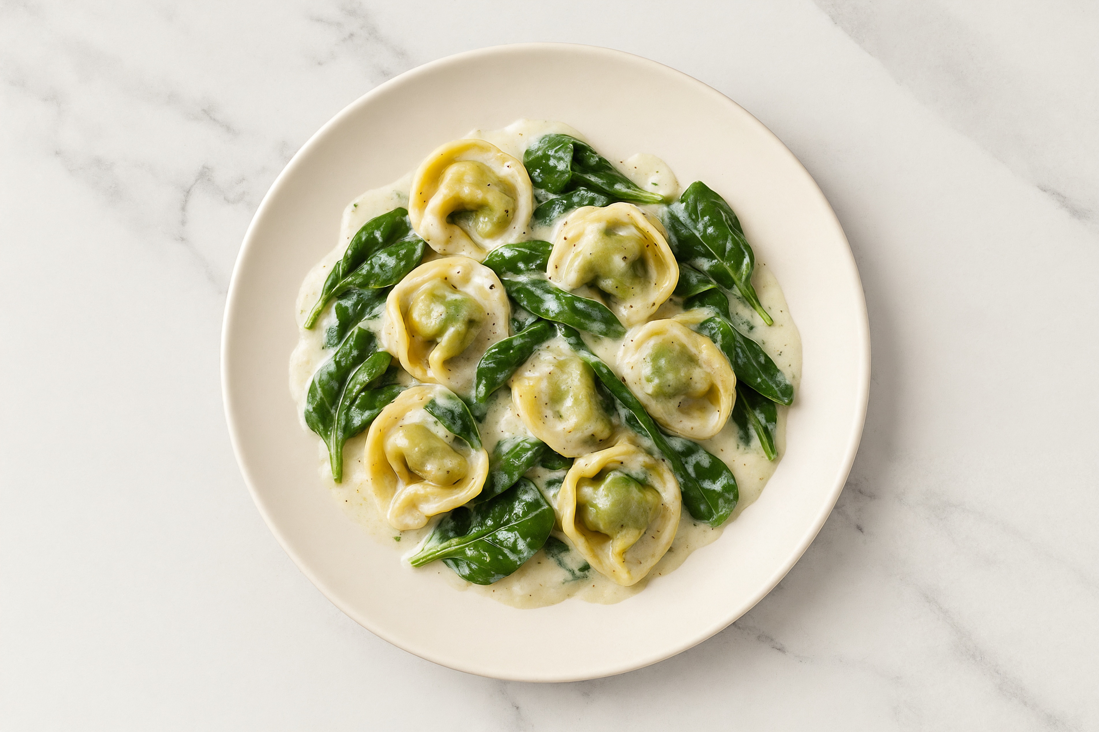 Cheese Tortellini + Organic Spinach Alfredo