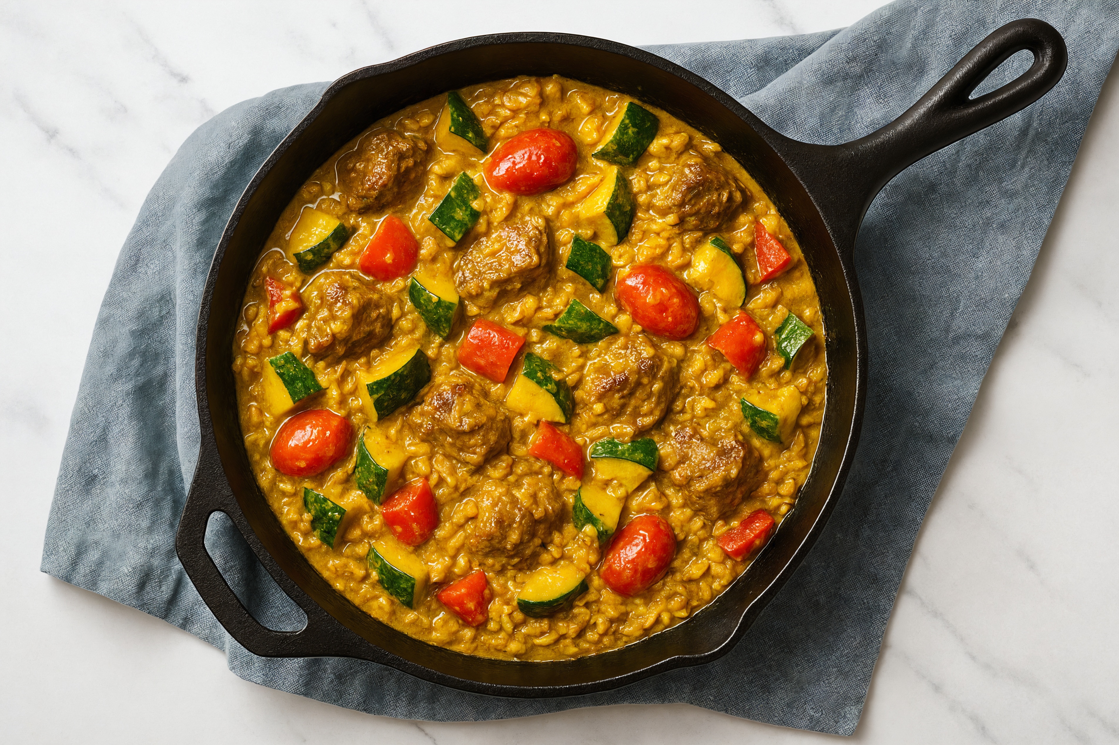 Curry Squash + Lamb Stir-Fry with Brown Rice
